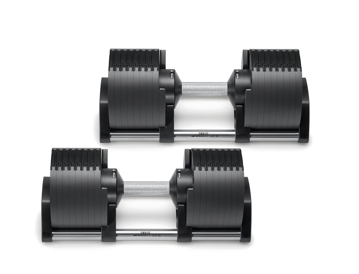 SMRTFT NUOBELL Adjustable Dumbbells | The Original All-in-One NUOBELL | Feel Real Like Traditional Dumbbells | 5-80 lbs | Highly Durable | Best 2 Year Warranty | Black - Womvr