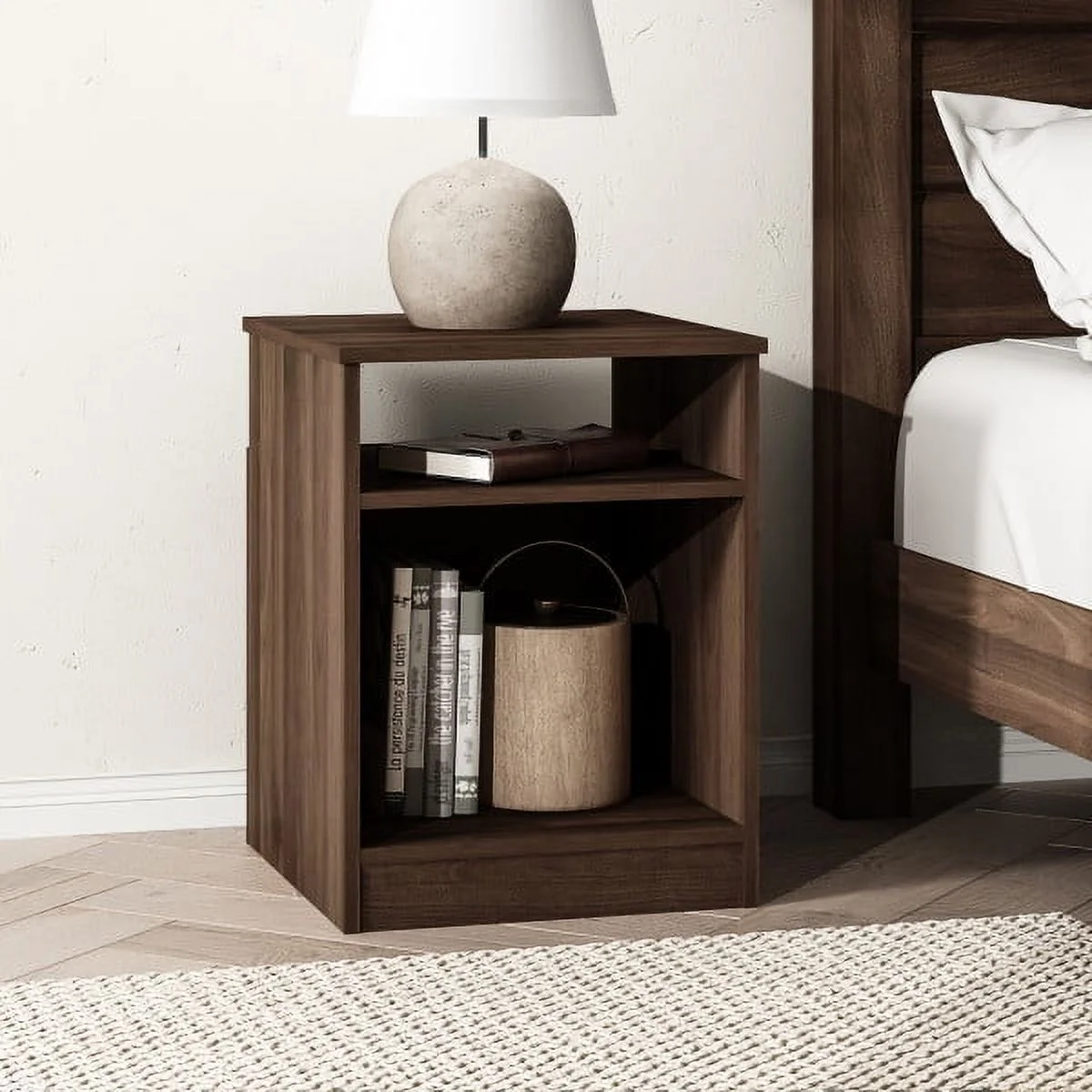 Mainstays Ardent Open Shelf Nightstand, White - Womvr