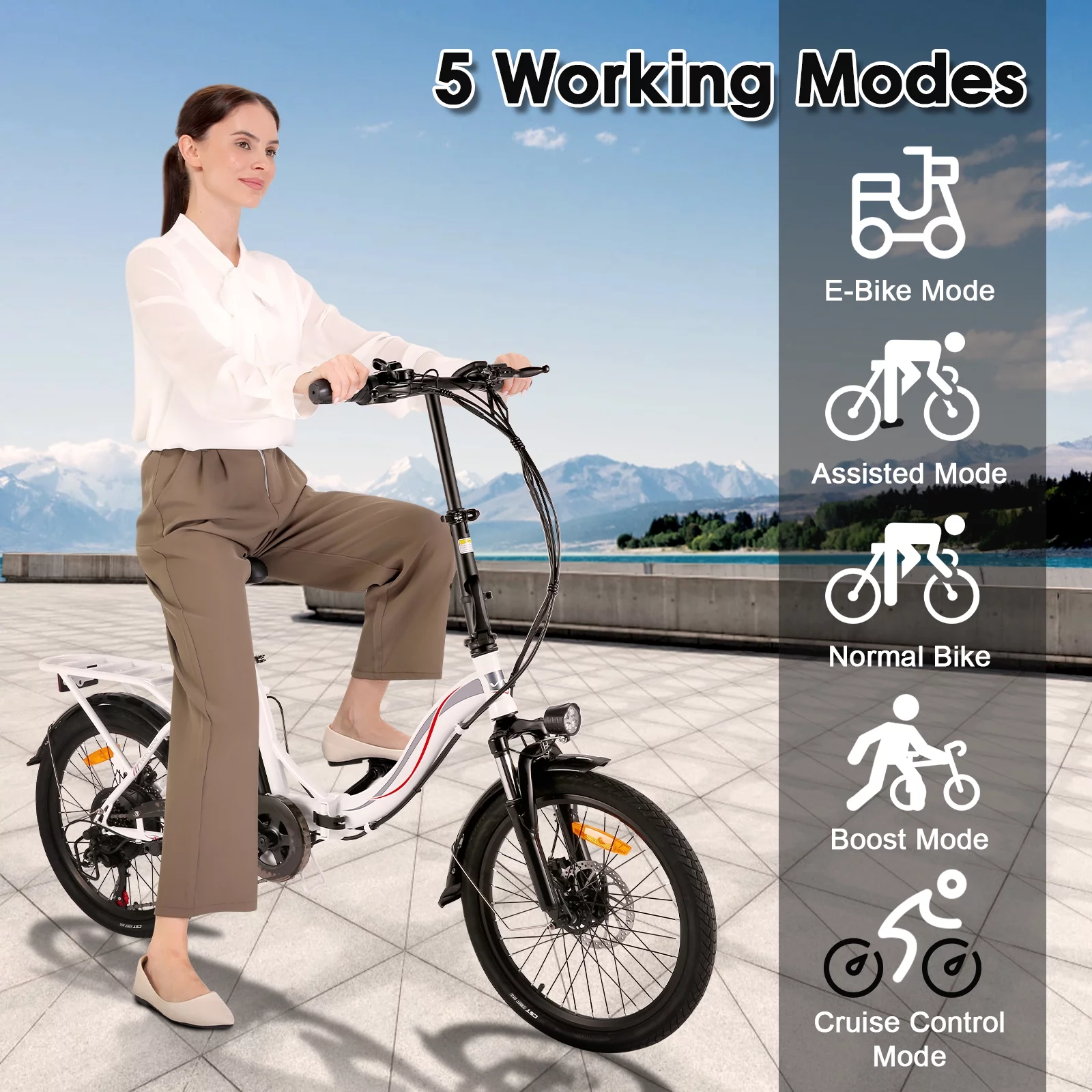 Elifine 500W Folding Electric Bike for Adults, 20