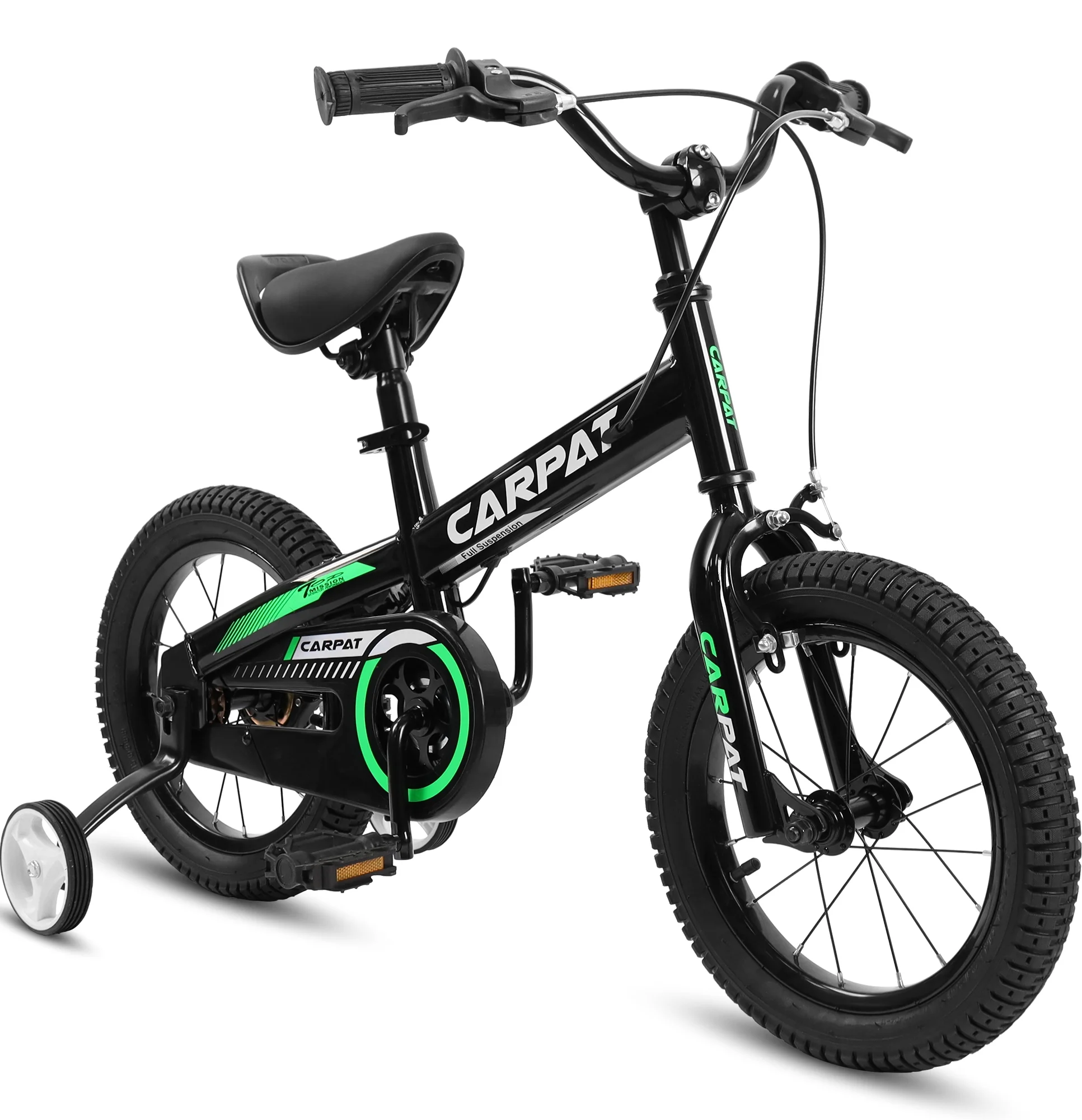 14 Inch Boys Bike with Training Wheels, Kids Bike for Boys, Black - Womvr
