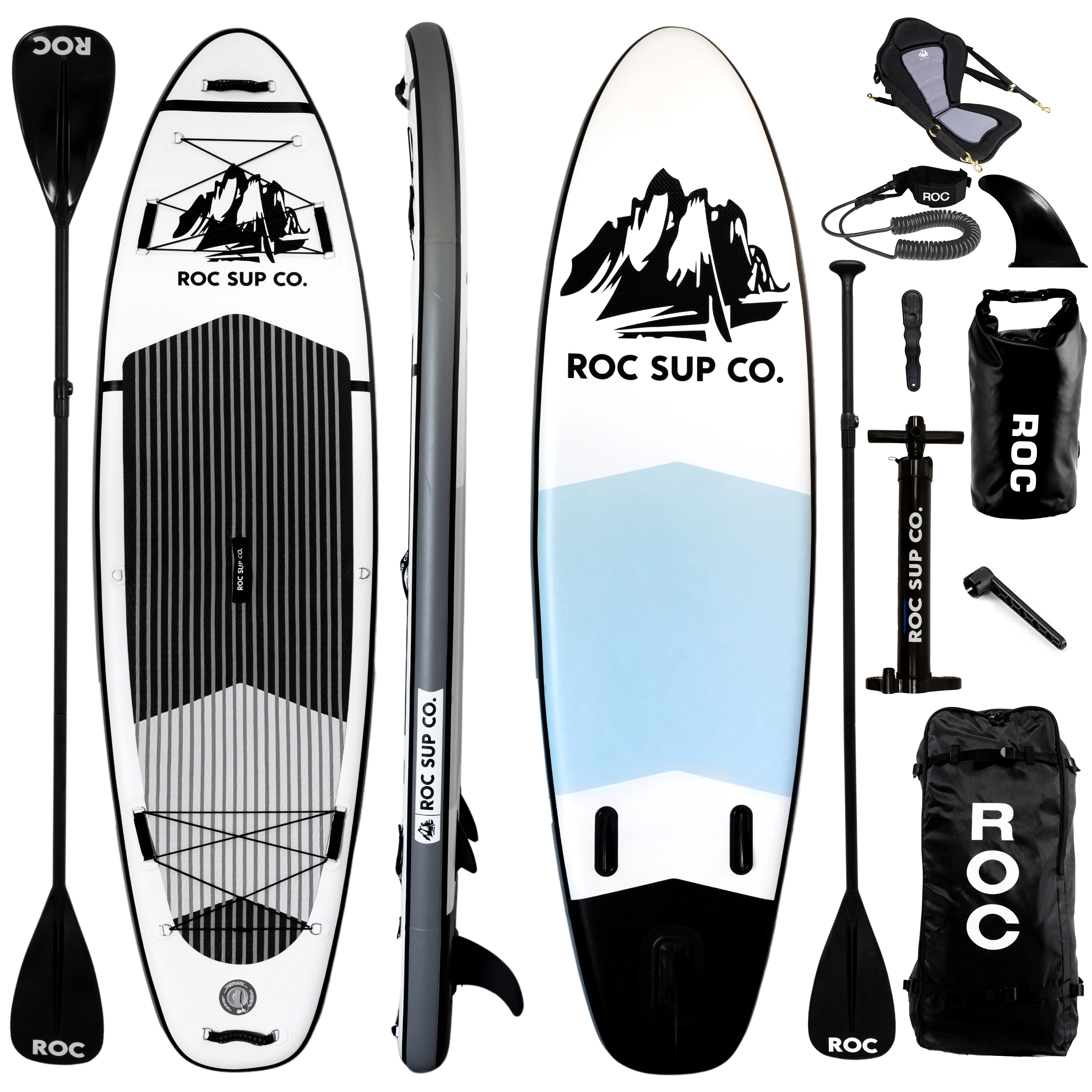 Roc Inflatable Stand Up Paddle Board with Premium sup Accessories & Backpack, Non-Slip Deck, Waterproof Bag, Leash, Paddle and Hand Pump - Womvr