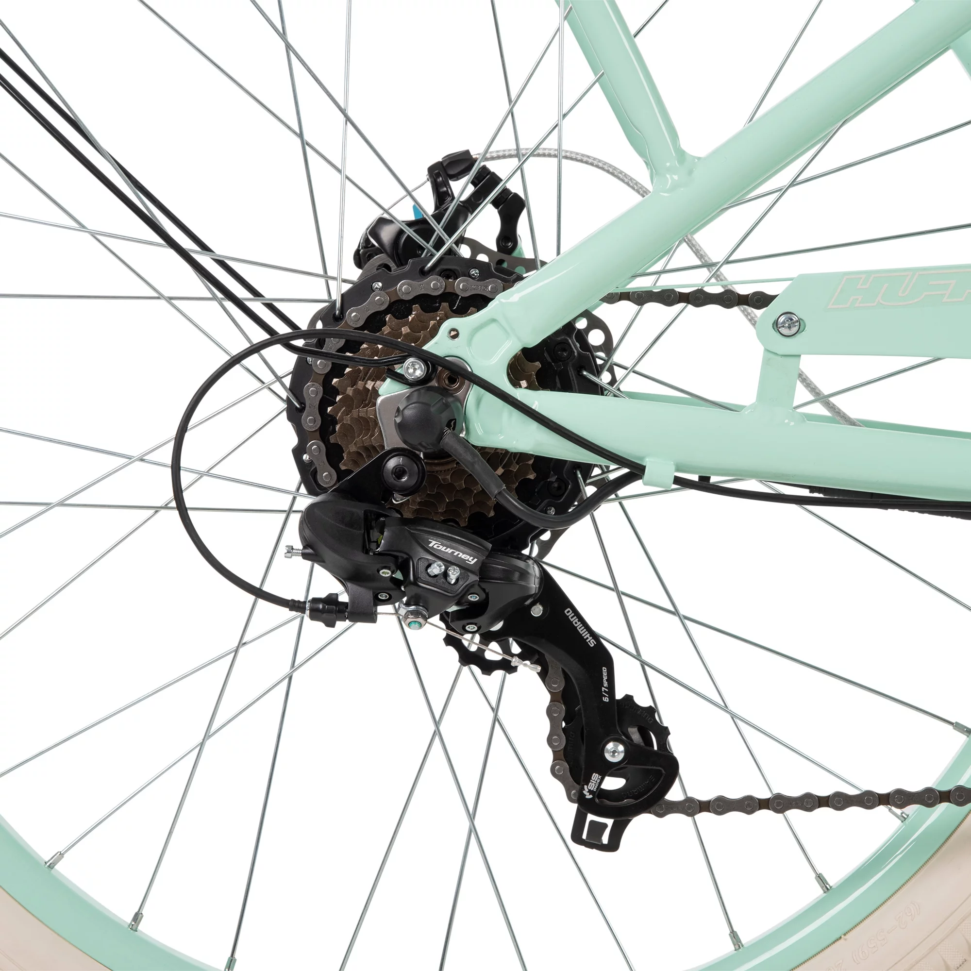 Huffy Nel Lusso 26-in 7-Spd Electric Cruiser Bike with Throttle, Ages 14+ Years,  Mint Green,  36V, 350W, UL 2849 Compliant and Certified by Accredited Labs ACT and ITS - Womvr