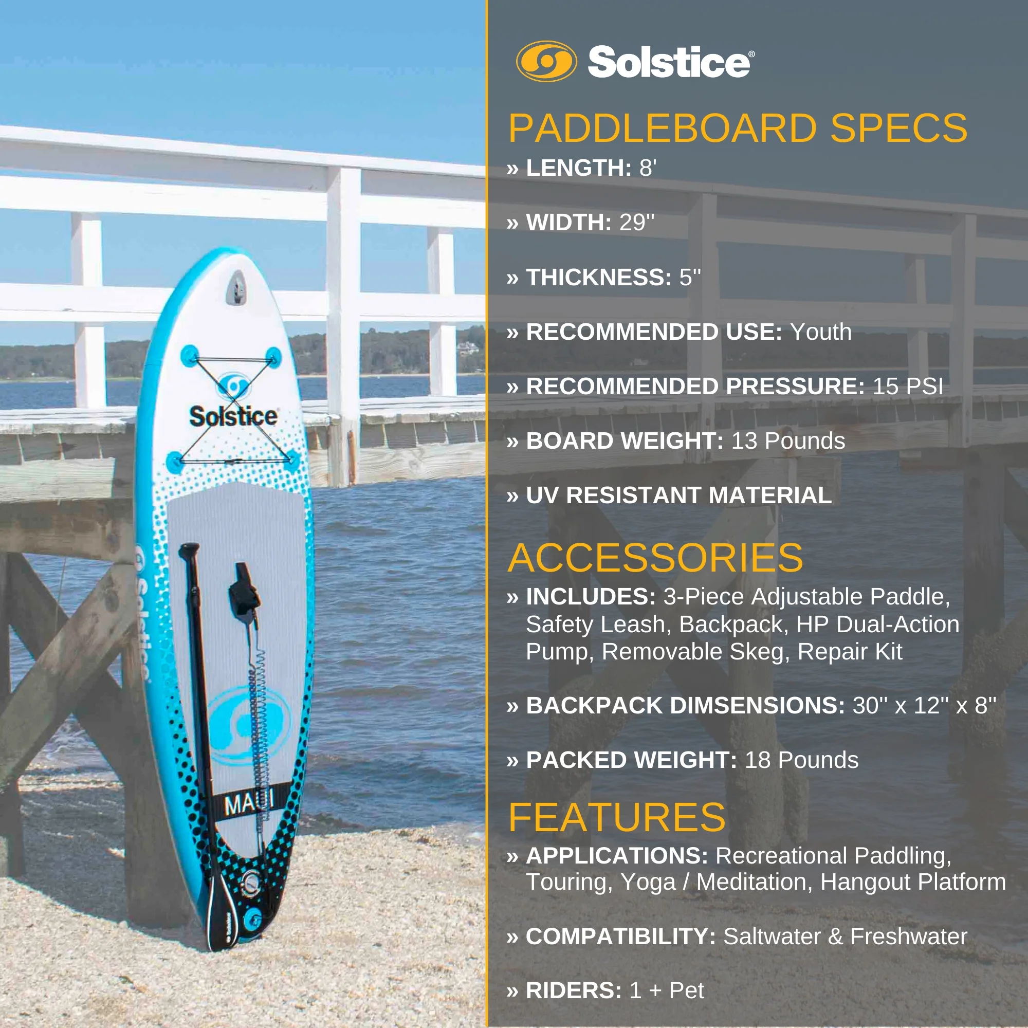 Solstice Watersports Islander Inflatable Stand-Up Paddle Board Kit (11'2 x 31'' x 6'') - Womvr