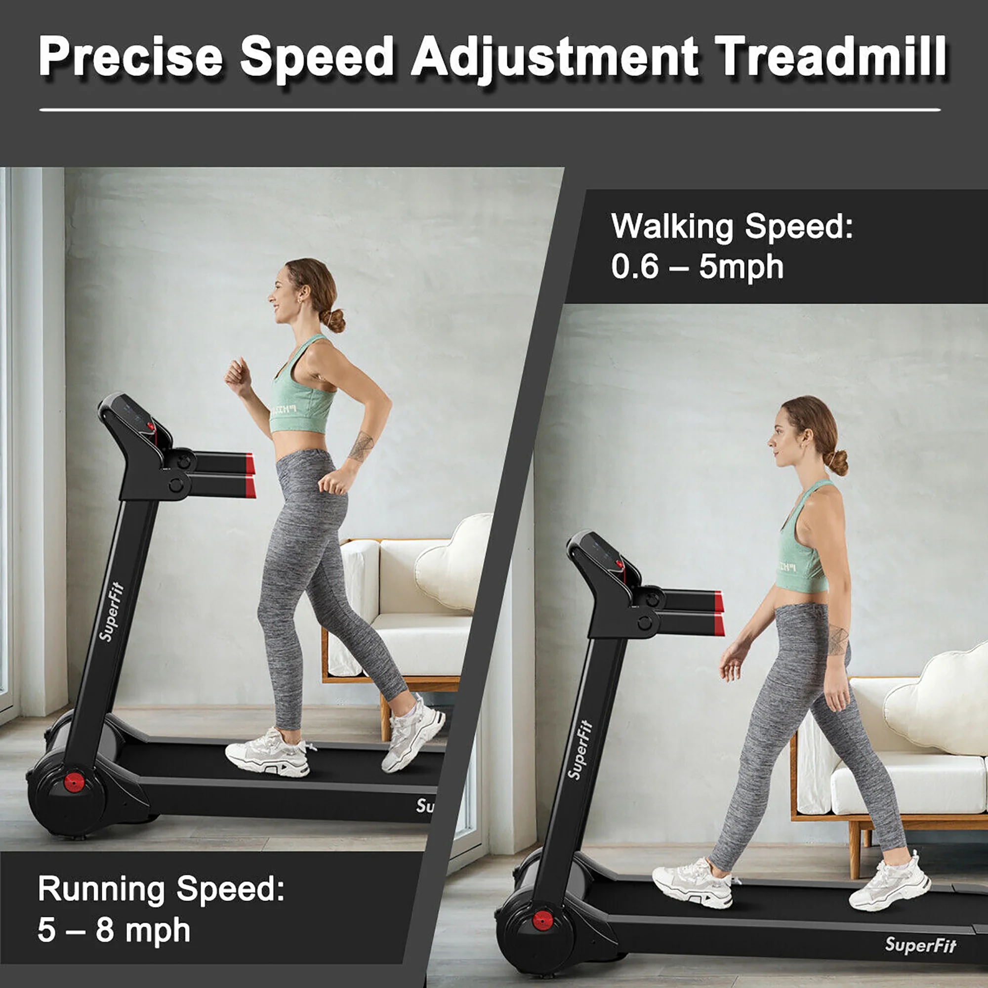 SuperFit 3HP Folding Electric Treadmill Running Machine w/ Speaker Red - Womvr