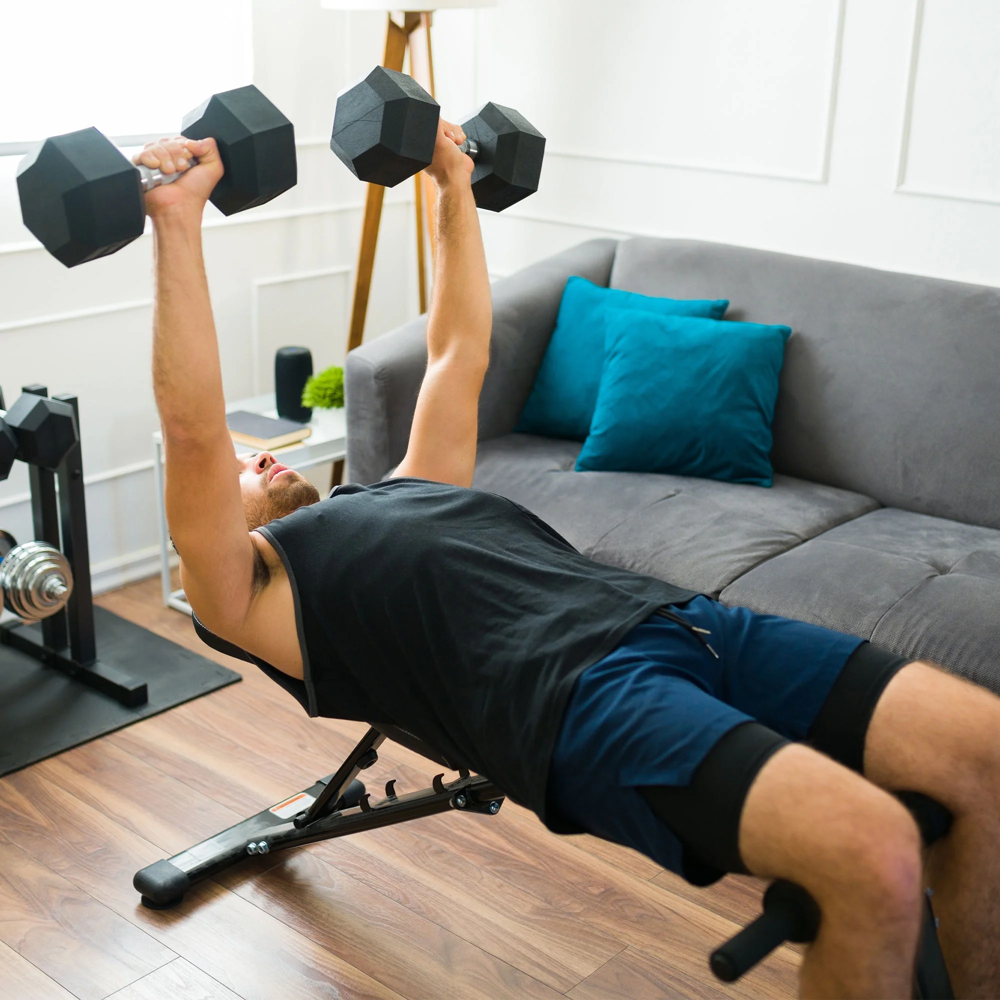 HolaHatha Iron Hexagonal Cast Home Exercise Dumbbell Free Weight, 30 Pounds - Womvr