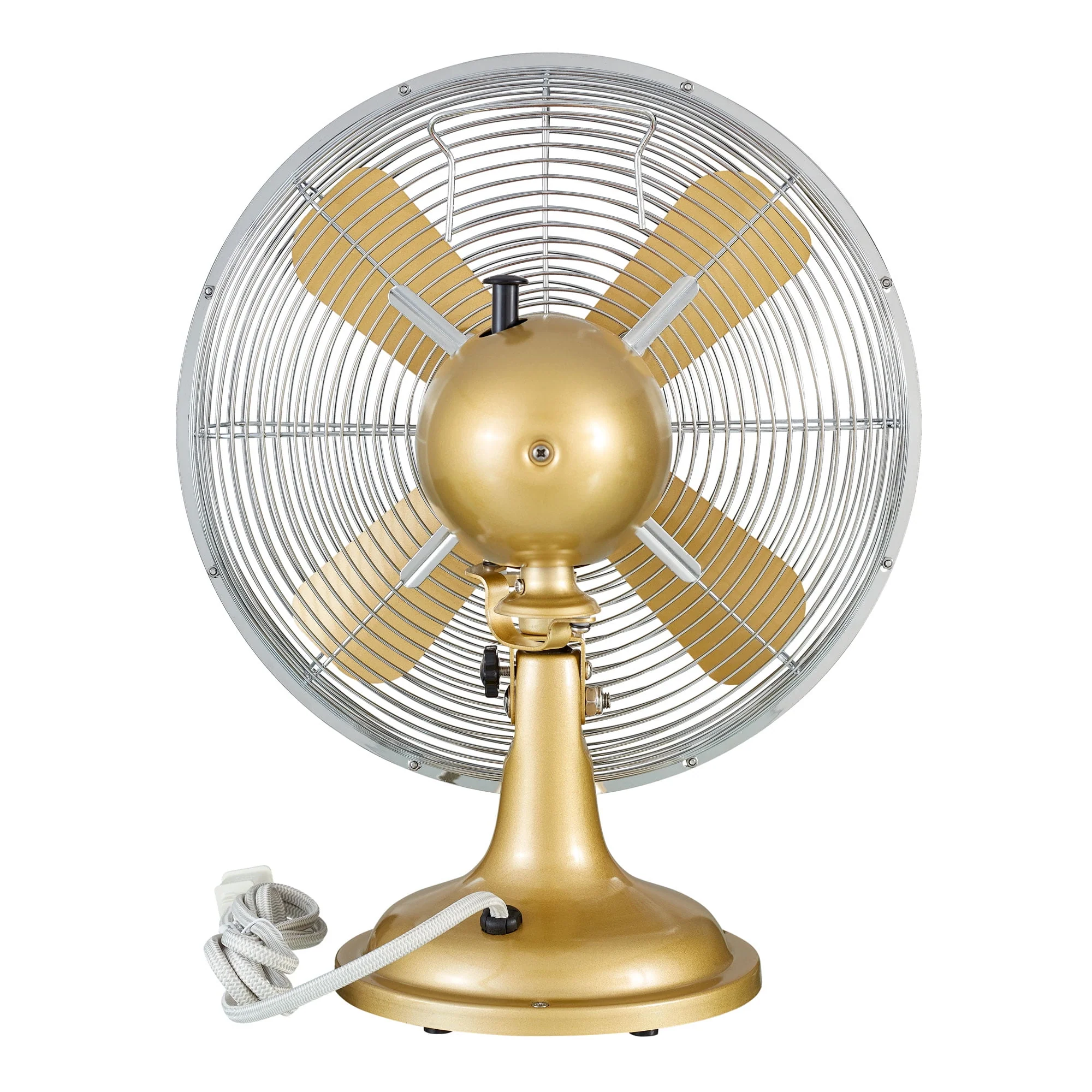 Better Homes & Gardens New 12 inch Retro 3-Speed Metal Tilted-Head Oscillation Table Fan Gold - Womvr