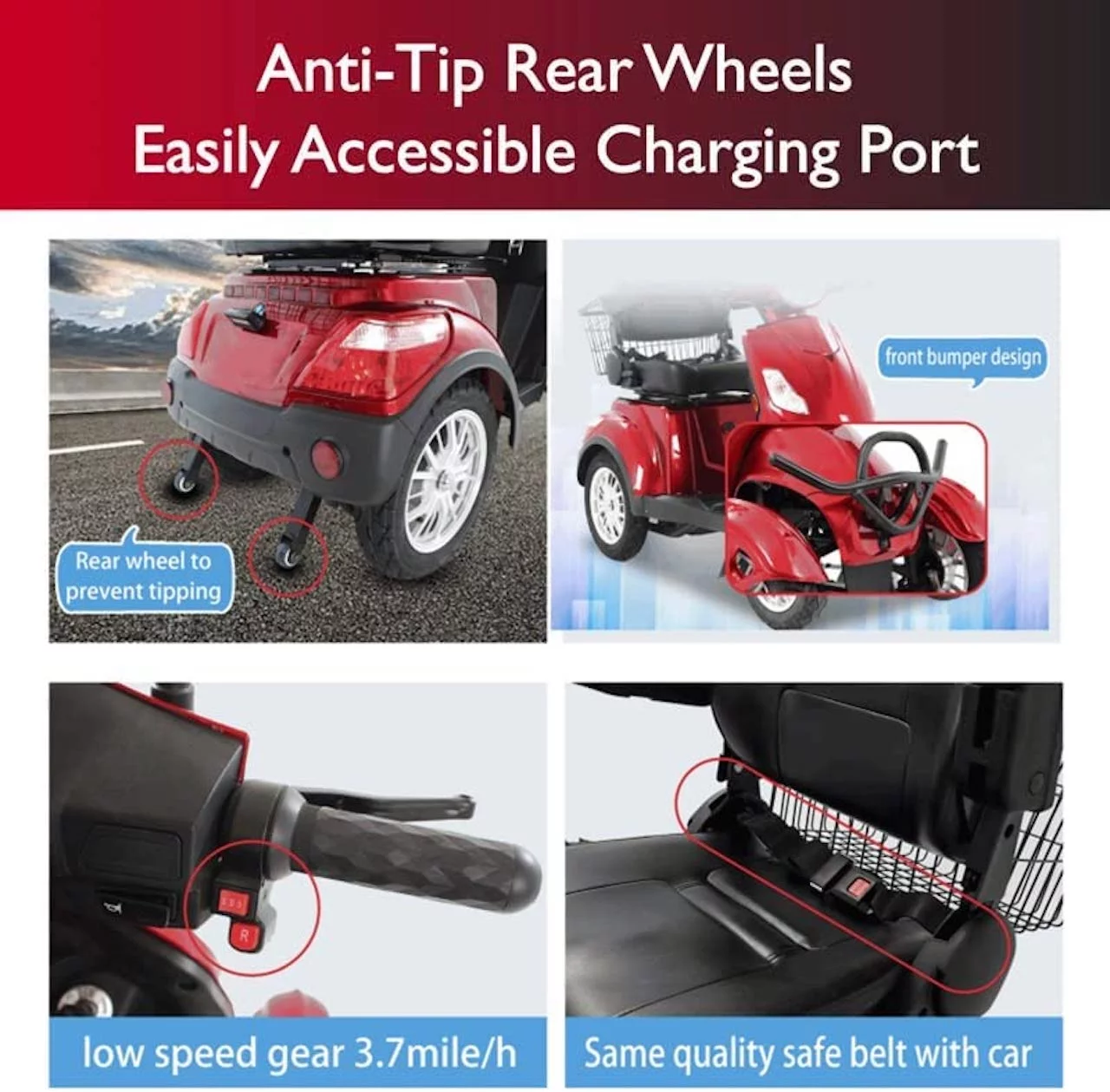 4-Wheel Electric Mobility Scooter for Adults Seniors and Eldely,Adult Electric Powered Wheelchair Device,Father's Day Gift - Womvr