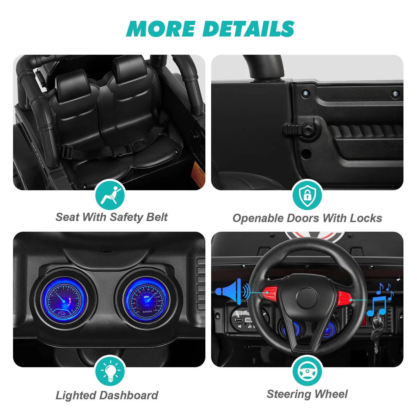 JOYLDIAS 12V Kids Ride on Truck Electric Car with DIY Stickers, Bluetooth, Remote Control, MP3 Player, LED Lights (Pink) - Womvr