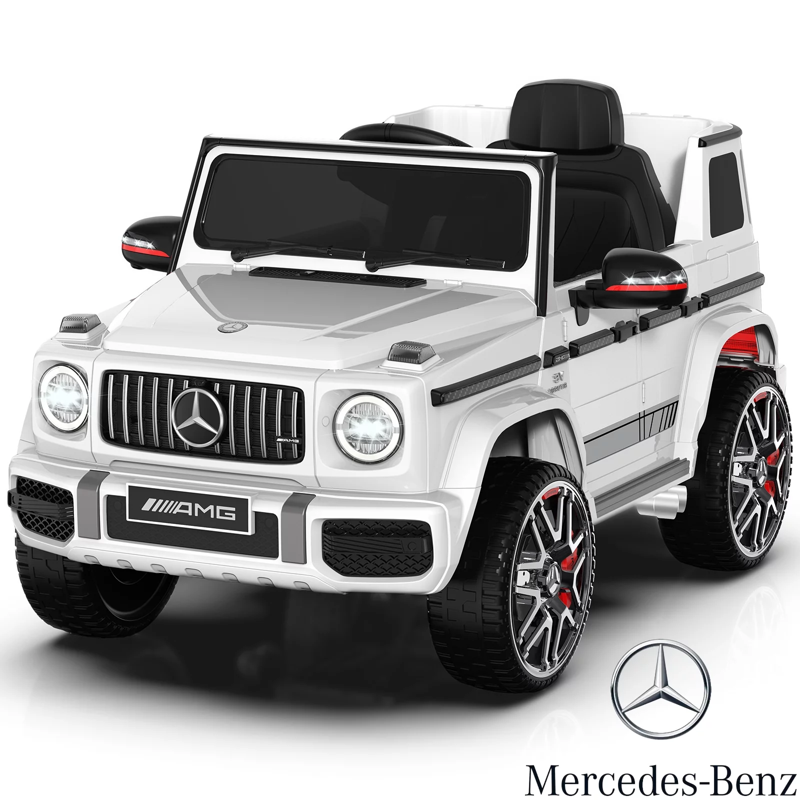 12Volt 1 Seater Mercedes-Benz G63 Licensed Powered Ride on Toy with Remote Control, Gift for Kids Aged 2~4 Years -Red - Womvr