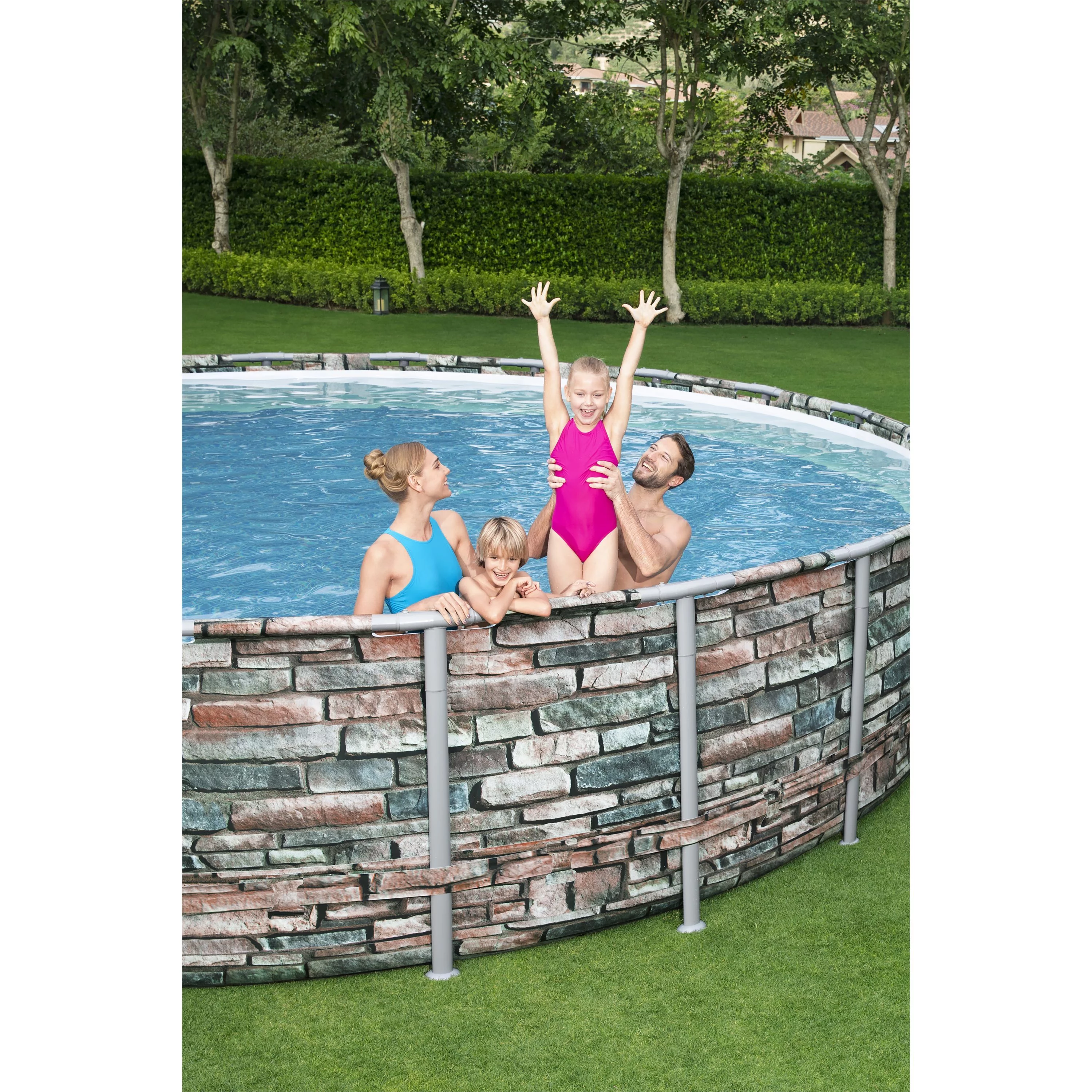 Bestway - Power Steel PVC 20 Foot Round Above Ground Swimming Pool Set - Womvr
