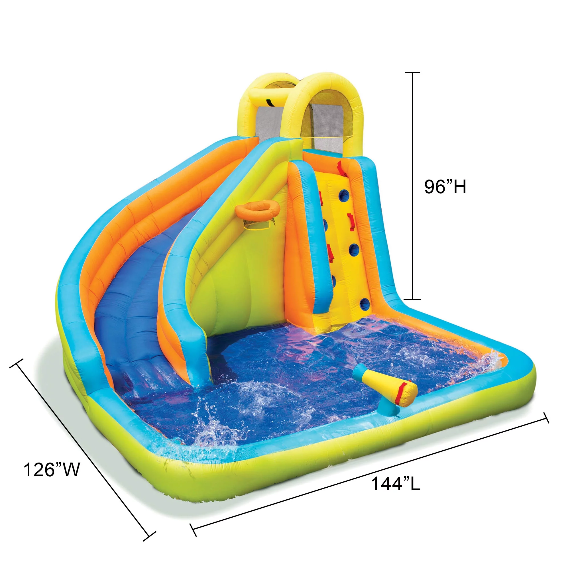 Banzai Splash 'N Blast Outdoor Backyard Inflatable Water Slide Splash Park - Womvr