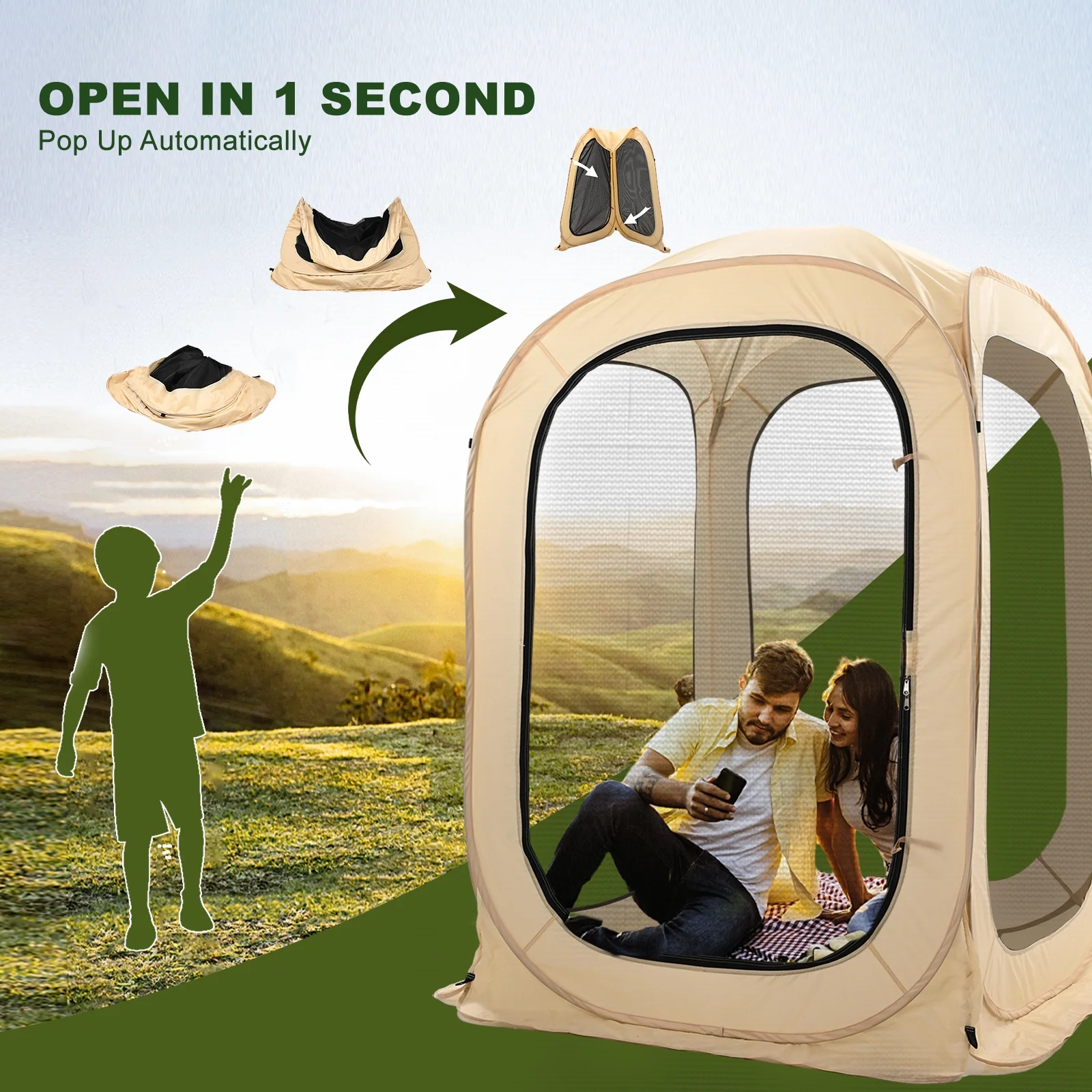 NAIZEA Instant Pop-Up Sports Mesh Tent, Outdoor Screen House Tent - Womvr