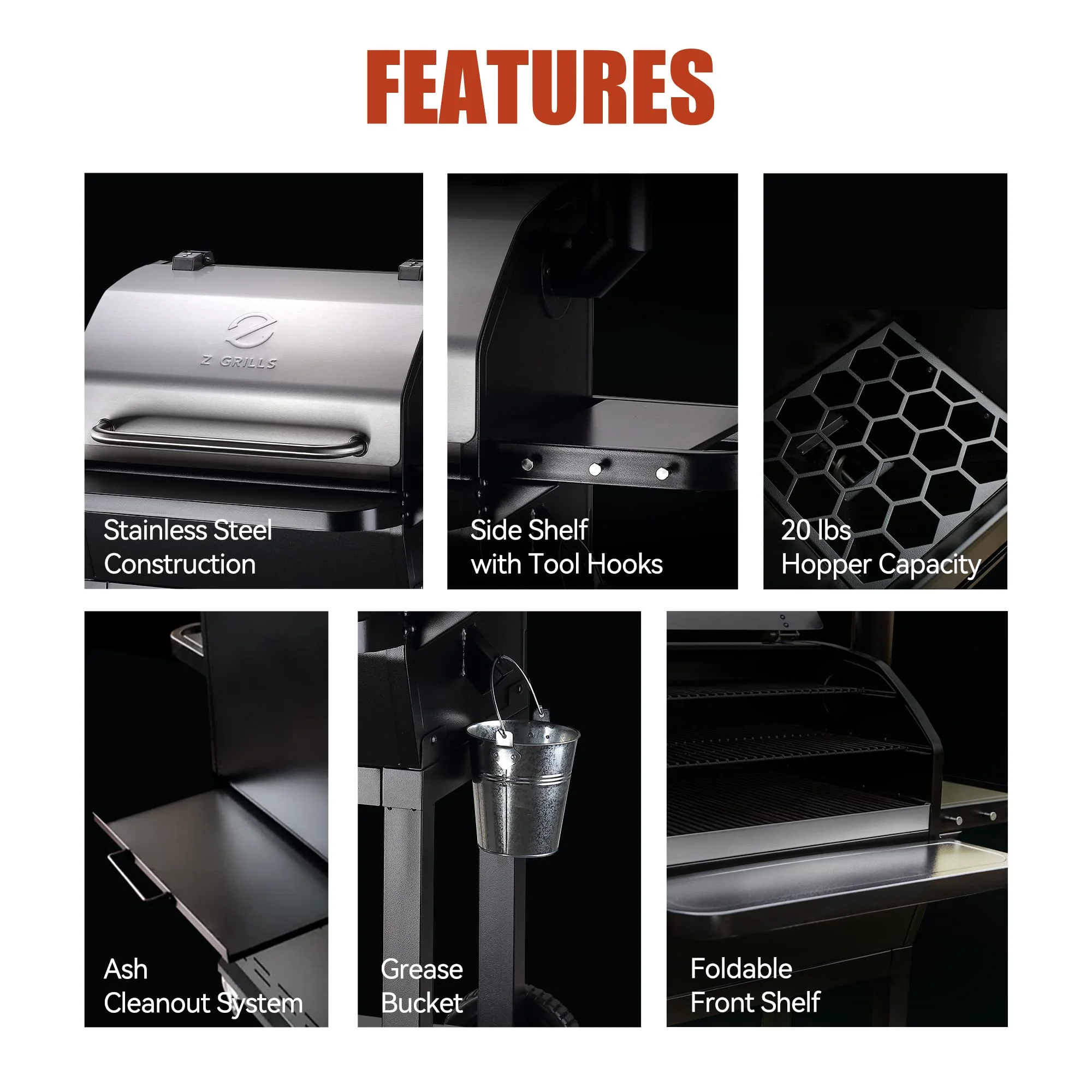 Z GRILLS 2024 Upgrade Pellet Grill & Smoker Wood Pellet Grill, 8 in 1 BBQ Smoker with Foldable Front Shelf, Rain Cover, 1056 sq.in Cooking Area - Womvr