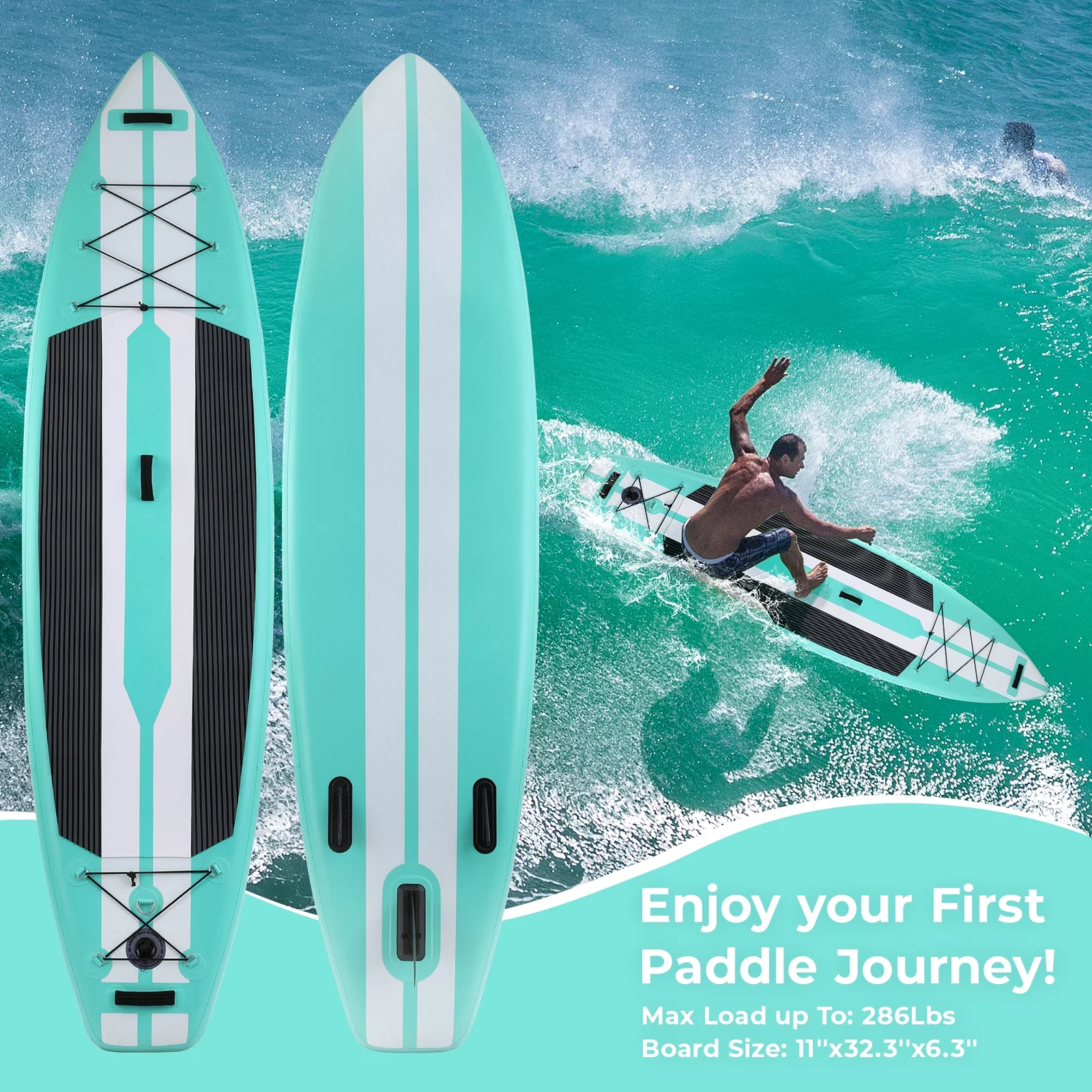 Arlopu 11FT Stand Up Paddle Board Inflatable with Premium SUP Accessories & Backpack, Non-Slip Deck, Waterproof Bag, Leash, Paddle and Hand Pump - Womvr