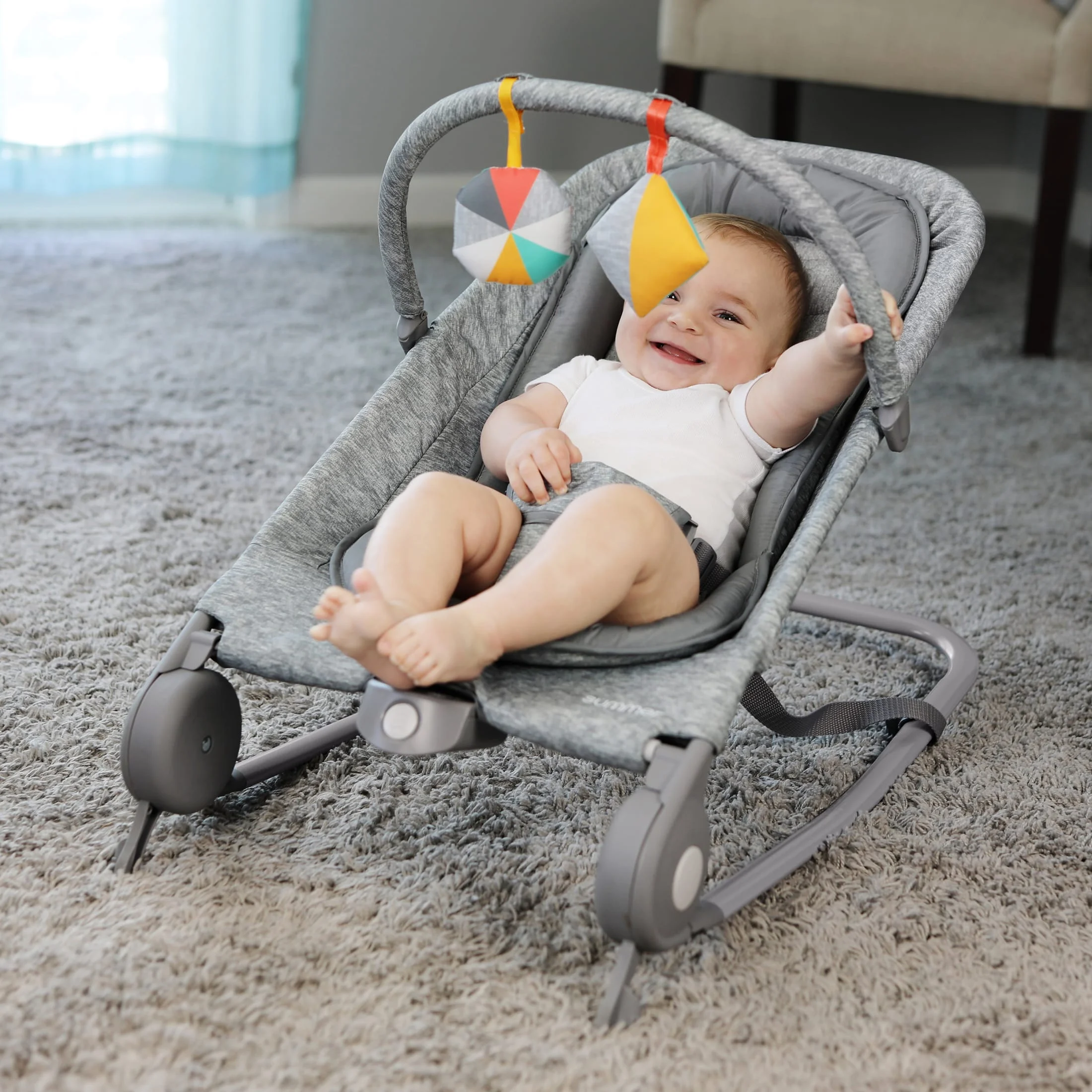 Summer by Ingenuity 2-in-1 Baby Bouncer & Rocker Duo, Light Gray Tweed - Womvr