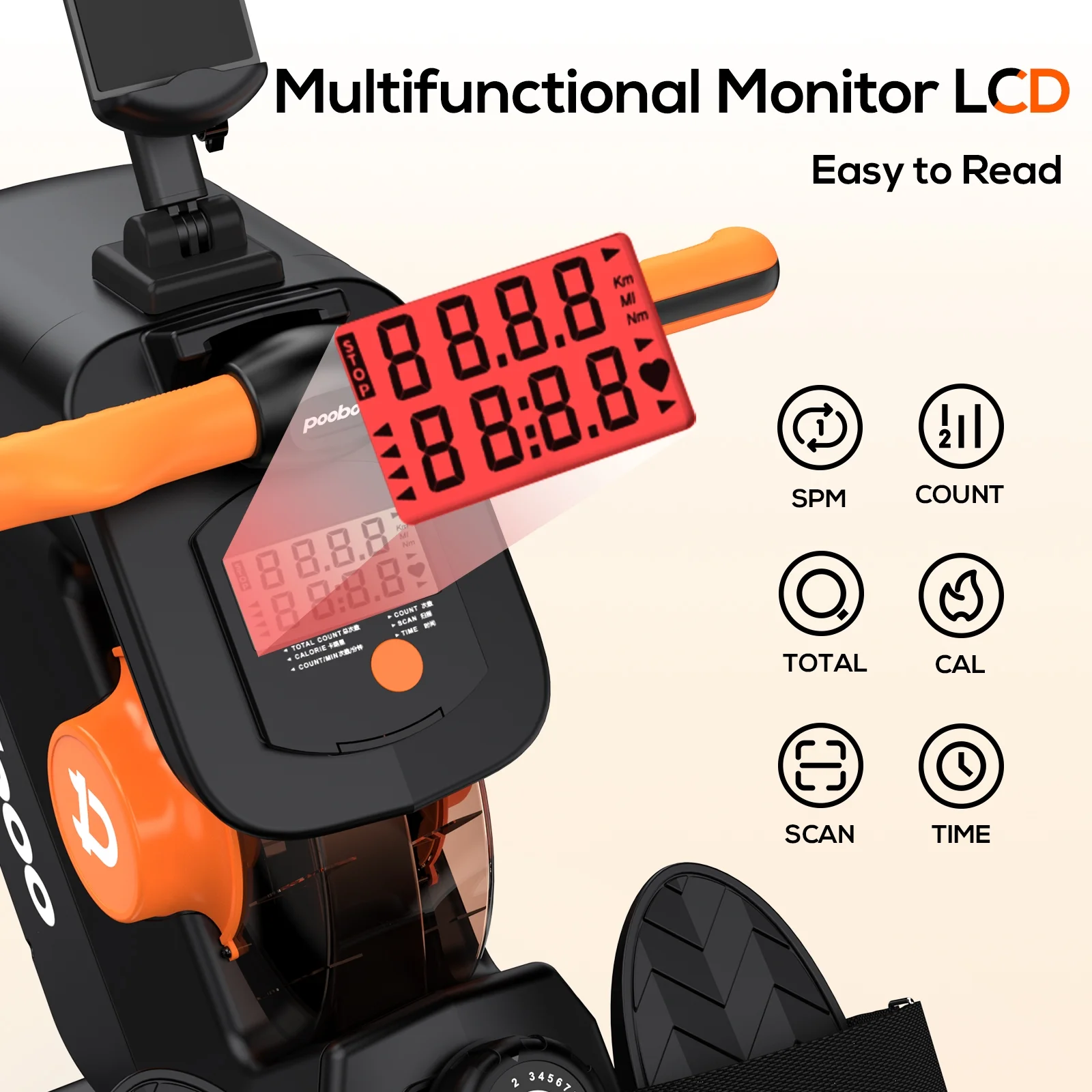 Pooboo 85% Pre-assembled Magnetic Rowing Machines Rower Foldable Build-in Bluetooth 8 Level Resistance Indoor Rower Machines Home Exercise 350lb - Womvr