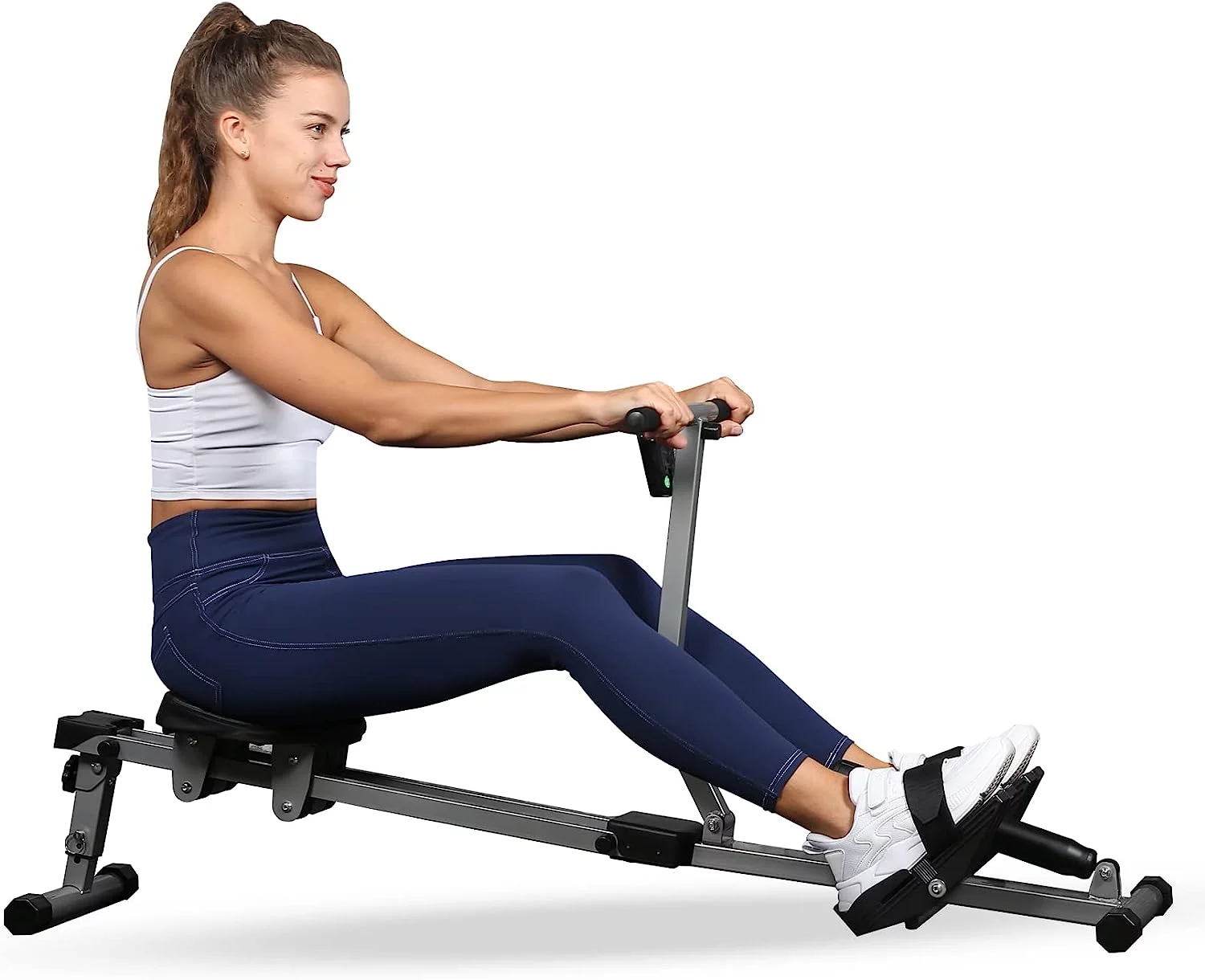 YSSOA Rowing Machine Rower Ergometer, with 12 Levels of Adjustable Resistance, Digital Monitor and 260 lbs of Maximum Load Black - Womvr