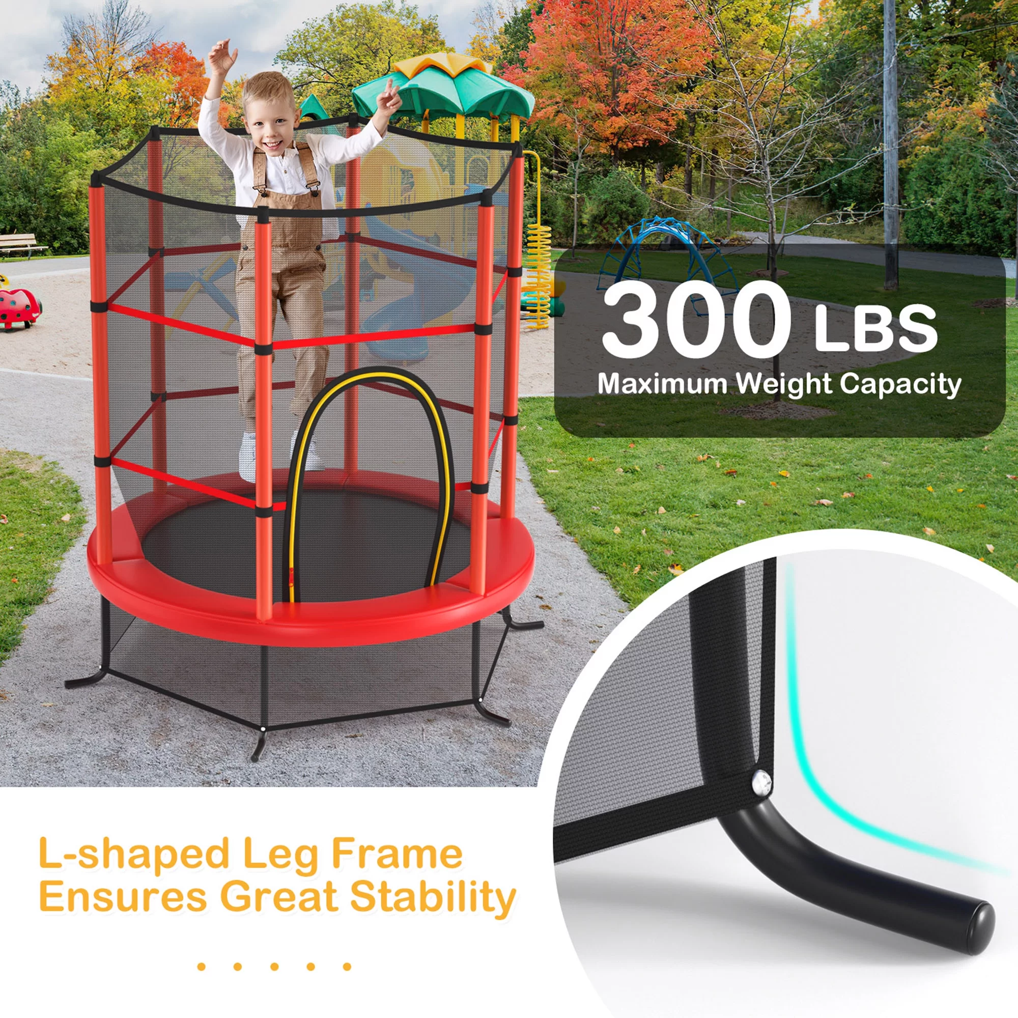 Gymax 55'' Recreational Trampoline for Kids Toddler Trampoline w/ Enclosure Net Navy - Womvr