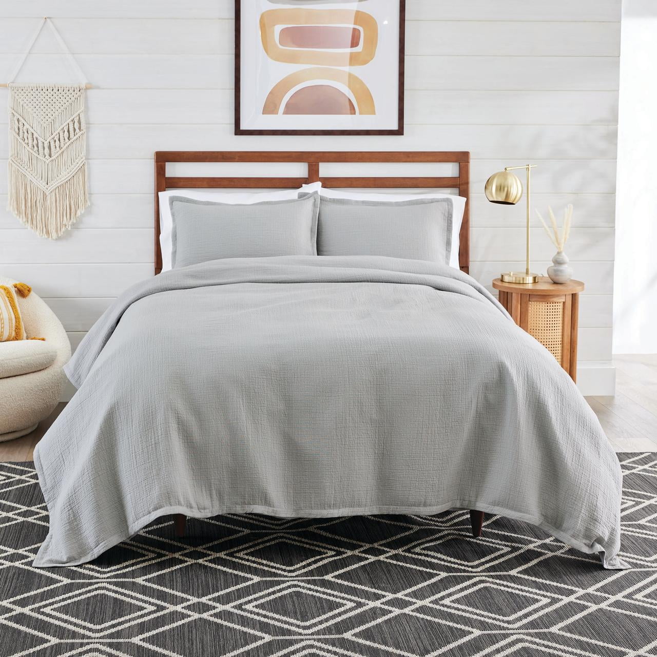 Better Homes & Gardens 3-Piece Sage Green Crinkled Gauze Duvet Set, Adult Full/Queen - Womvr