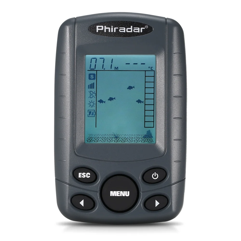 Phiradar Fish Finder with Wired Sonar Sensor Transducer, Portable 2.4 Inch LCD Fishing Finder Improve Your Fishing Success - Womvr