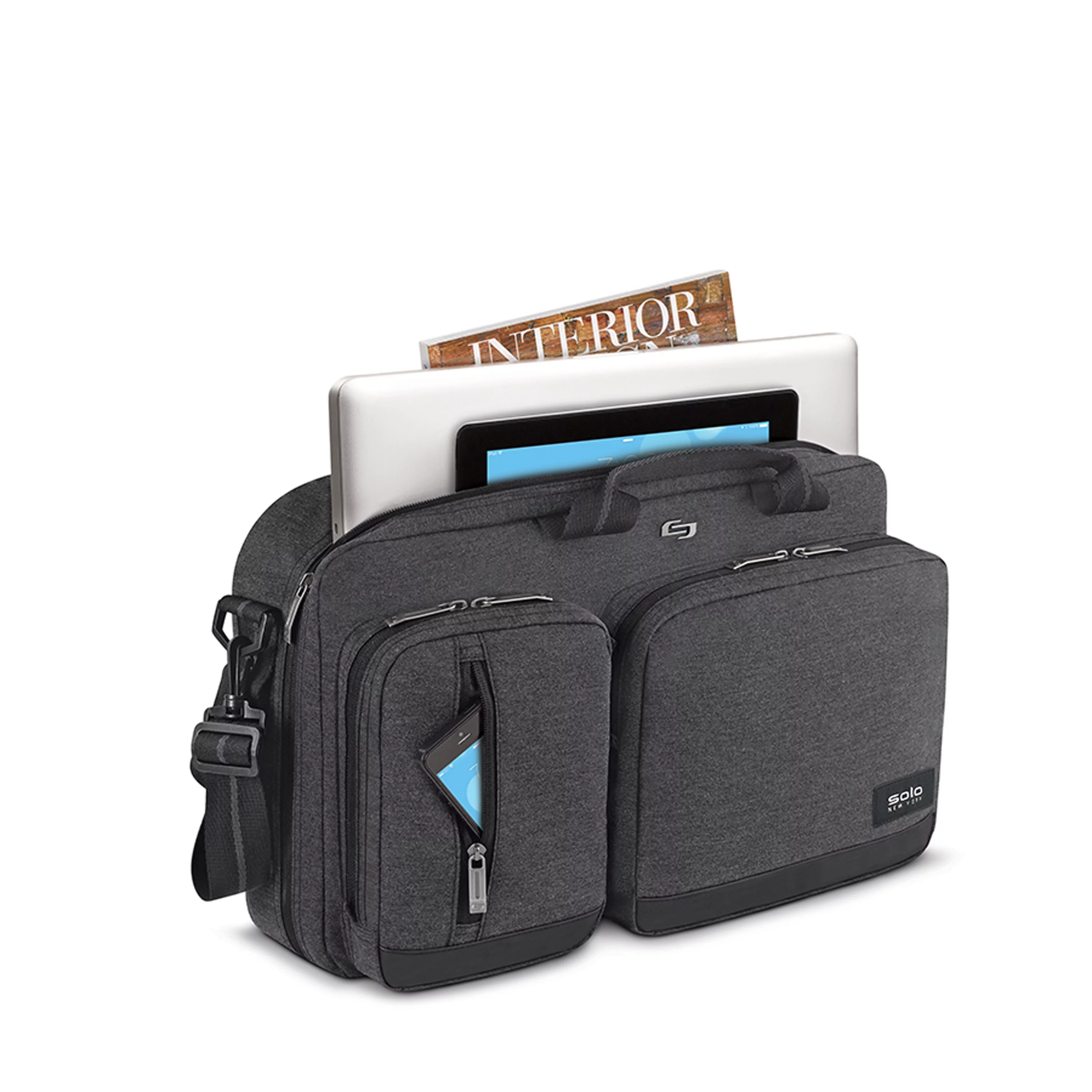 Solo New York Duane Hybrid Briefcase Backpack, Gray, Laptop Tote - Womvr