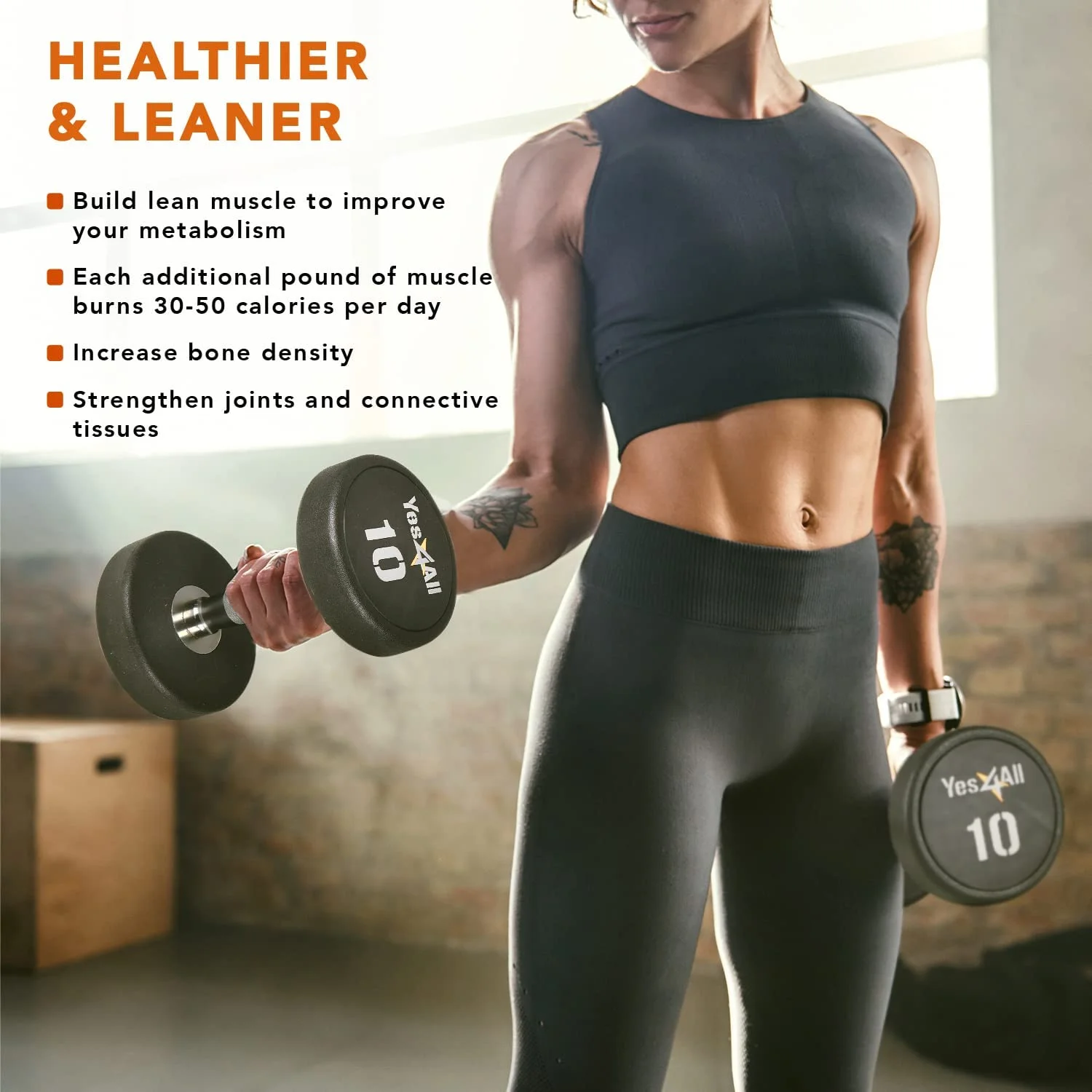 Yes4All 45 lbs Premium heavy weight Urethane Dumbbell, Single - Womvr