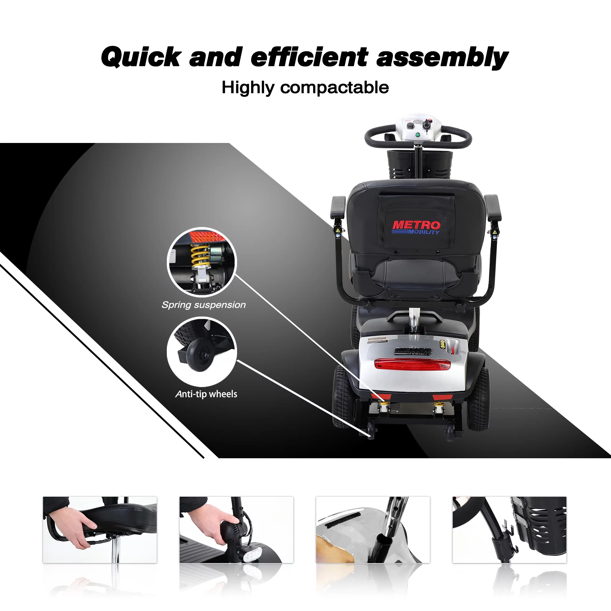 Metro Mobility Elderly Scooter Folding Scooter Adults 4 Wheel Scooter . - Womvr