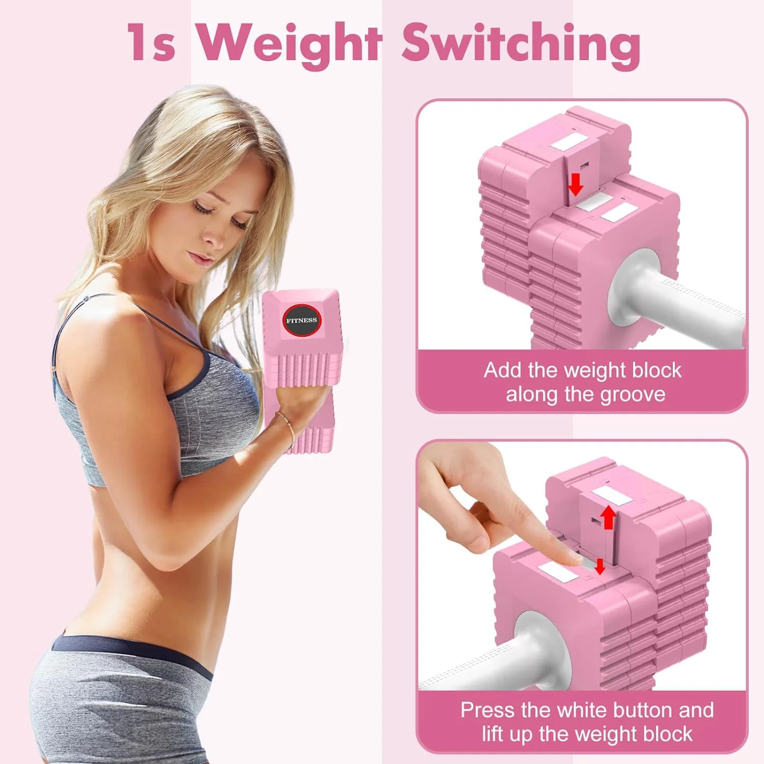 Adjustable Dumbbell Set, Hand Weights Set for Women/Men, 3.4lb, 5.7lb, 8.0lb, 10.3lb, 12.6lb Adjustable Weights Dumbbells Set for Home Gym Strength Training - Womvr