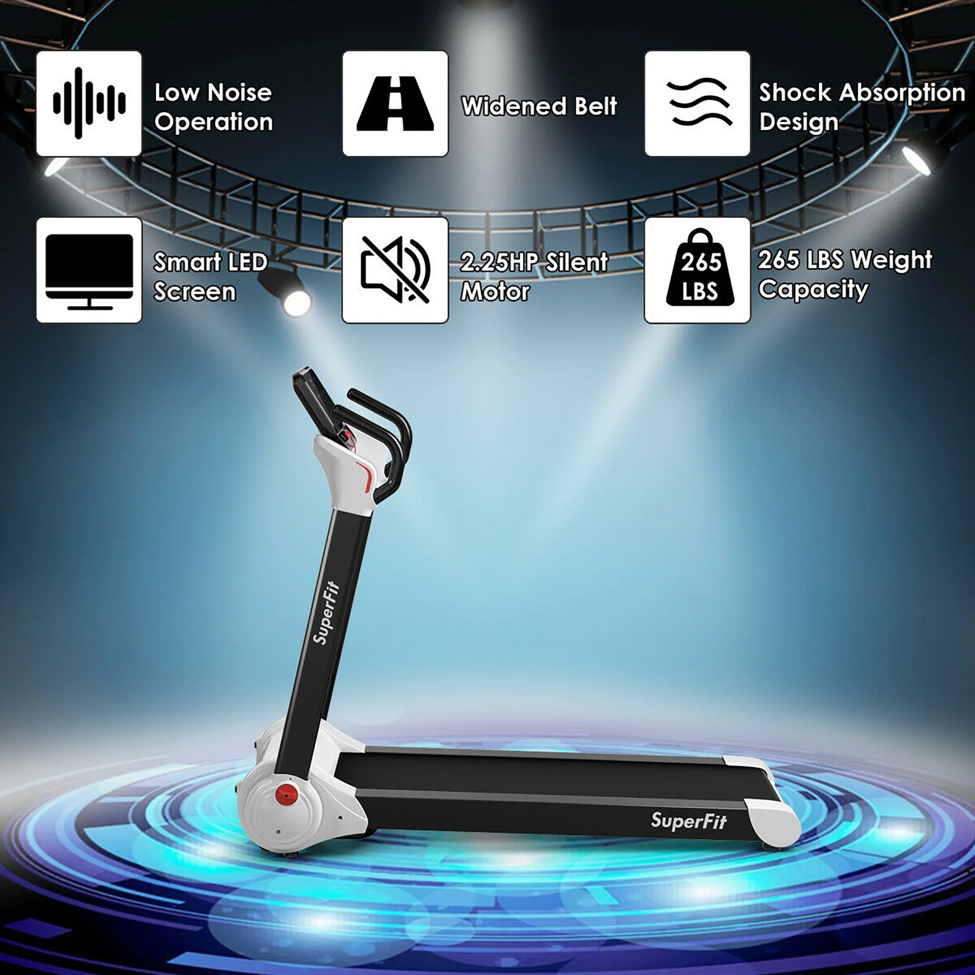 Superfit 2.25HP Folding Electric Motorized Treadmill With Speaker Red - Womvr