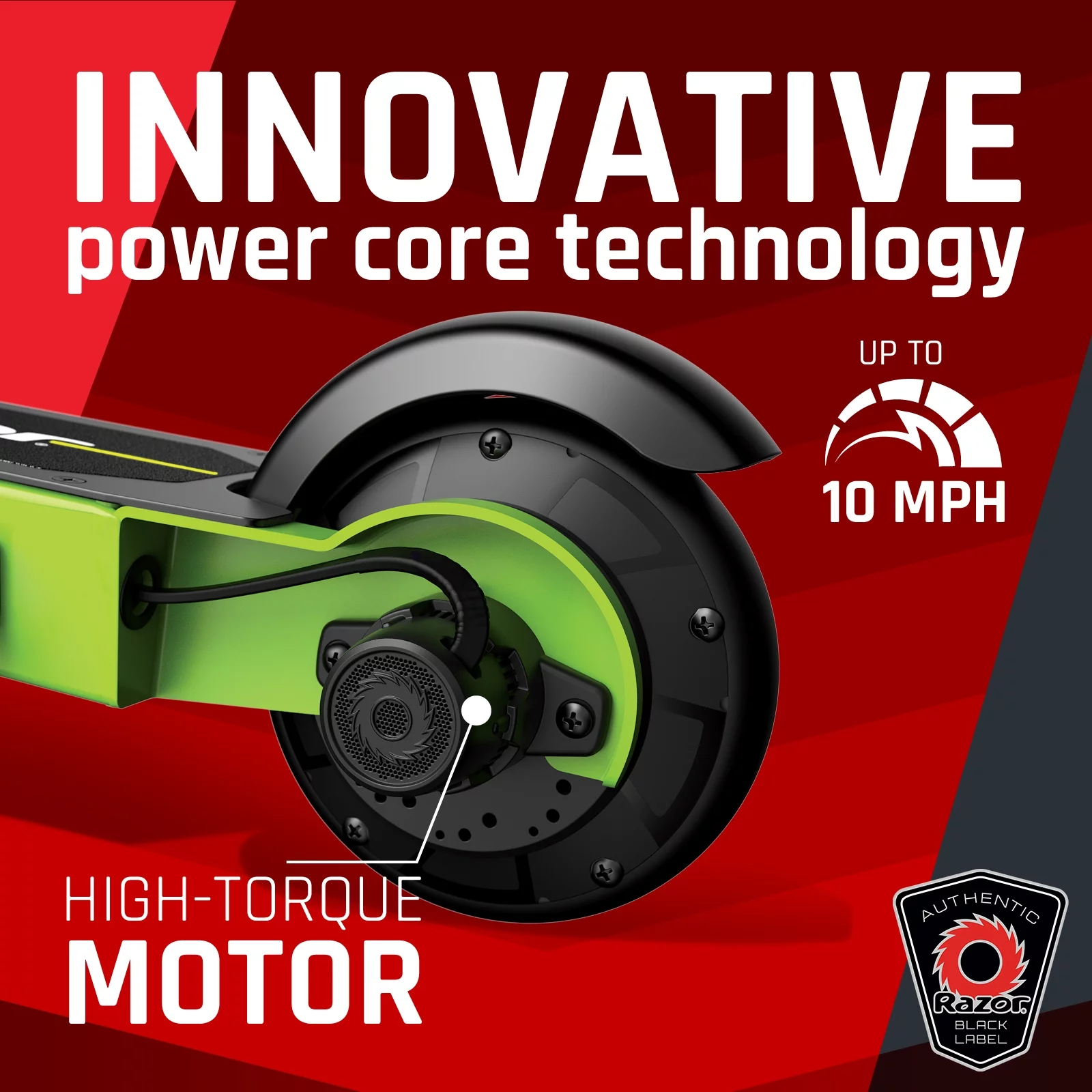 Razor Black Label E90 Electric Scooter - Green, for Kids Ages 8+ and up to 120 lbs, up to 10 mph - Womvr