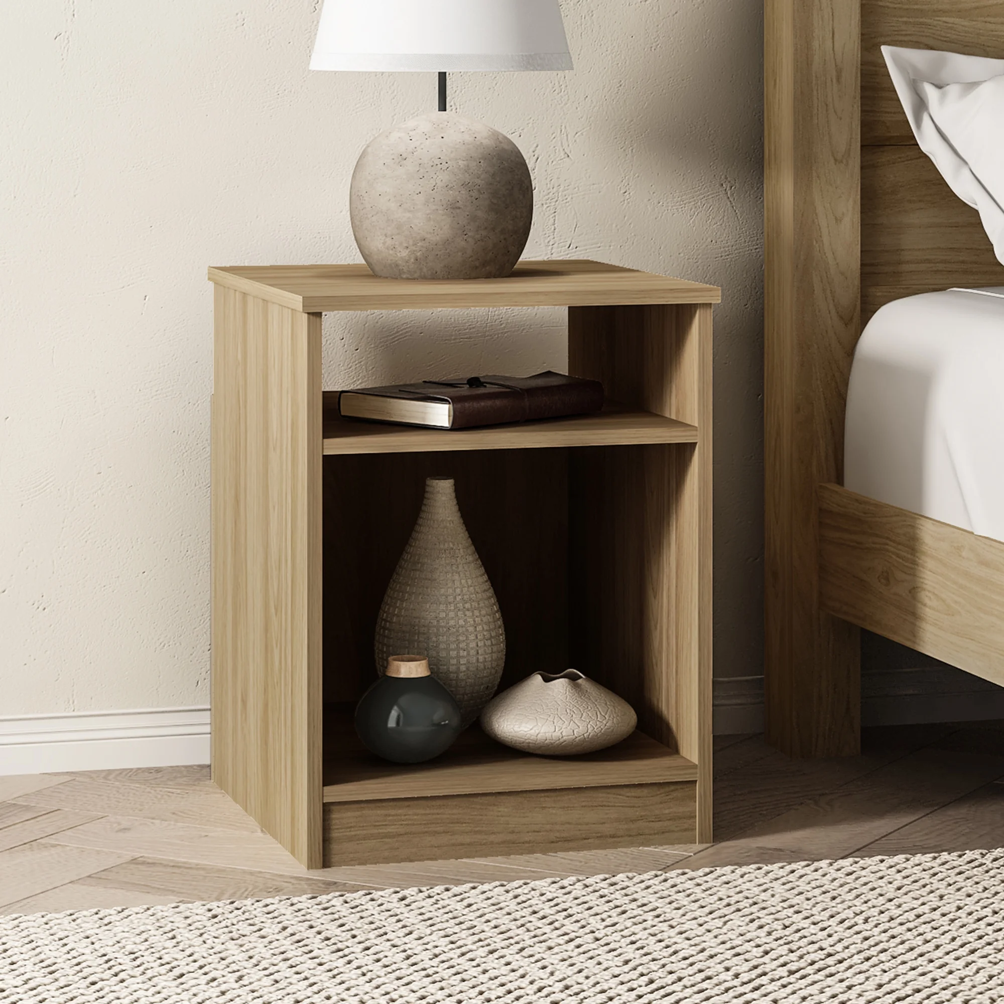 Mainstays Ardent Open Shelf Nightstand, White - Womvr
