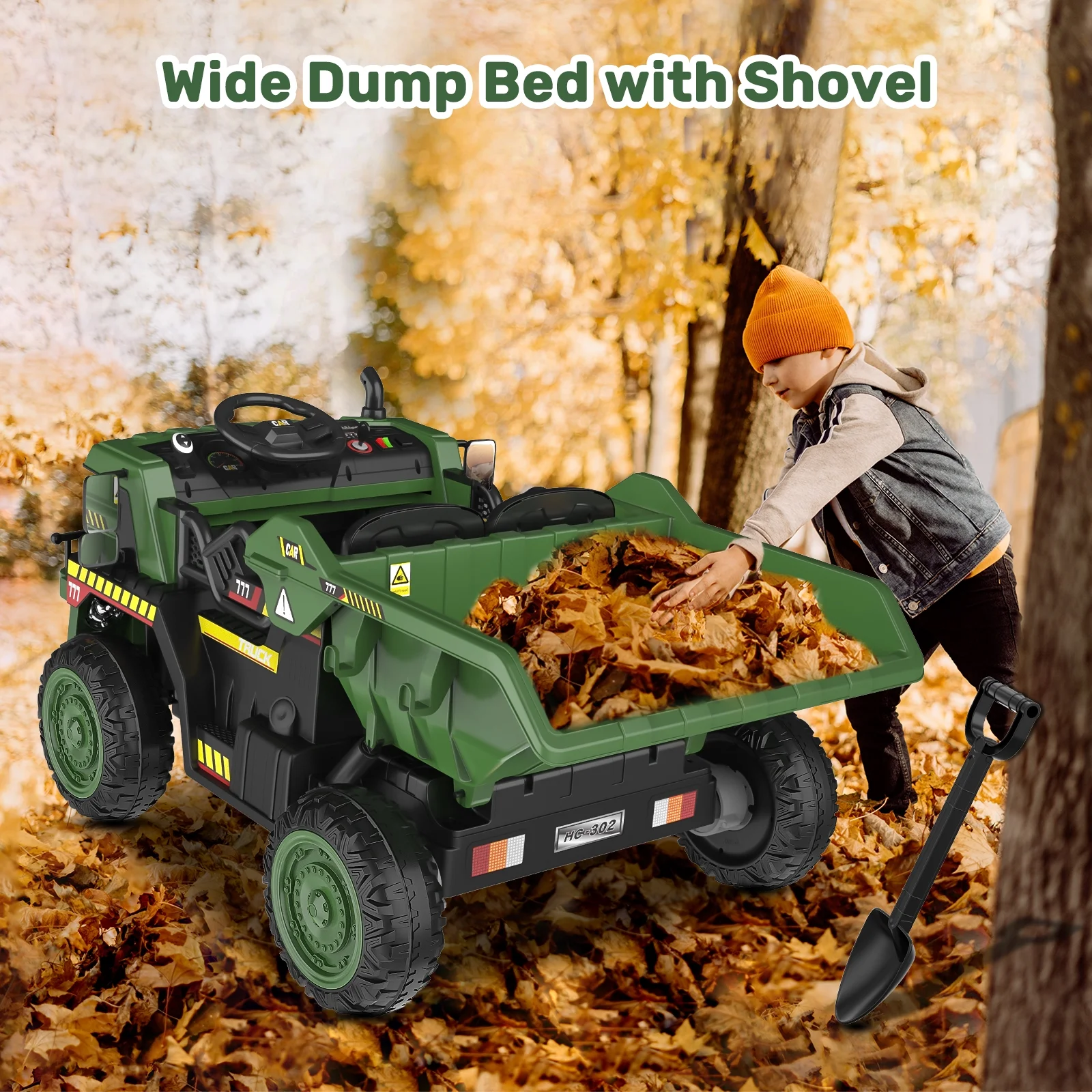 TOKTOO 12Volt Powered Ride on Toy Car for Girls Boys, Dump Truck w/ Electric Dump Bed, Remote Control, Music Player, 1 Seater Electric Car-Ochre Yellow - Womvr