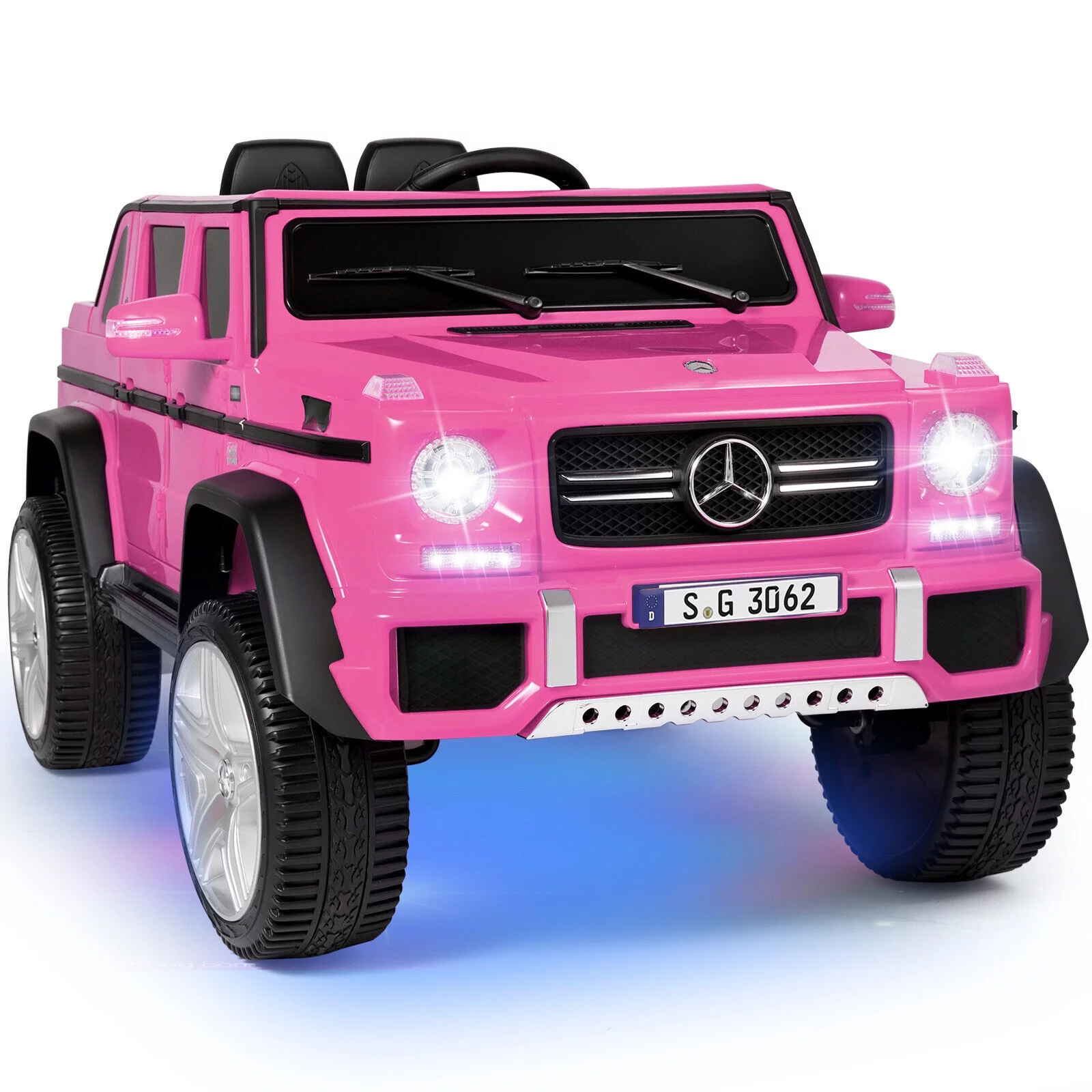 JOYLDIAS 12V Mercedes-Benz G650S Kids Ride On Car Electric Toy w/Remote Control, 3 Speeds, LED Lights, Bluetooth, Music(Pink) - Womvr