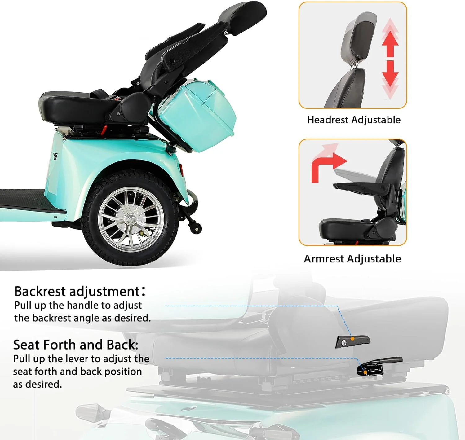 4-Wheel Electric Mobility Scooter for Adults Seniors and Eldely,Adult Electric Powered Wheelchair Device,Father's Day Gift - Womvr