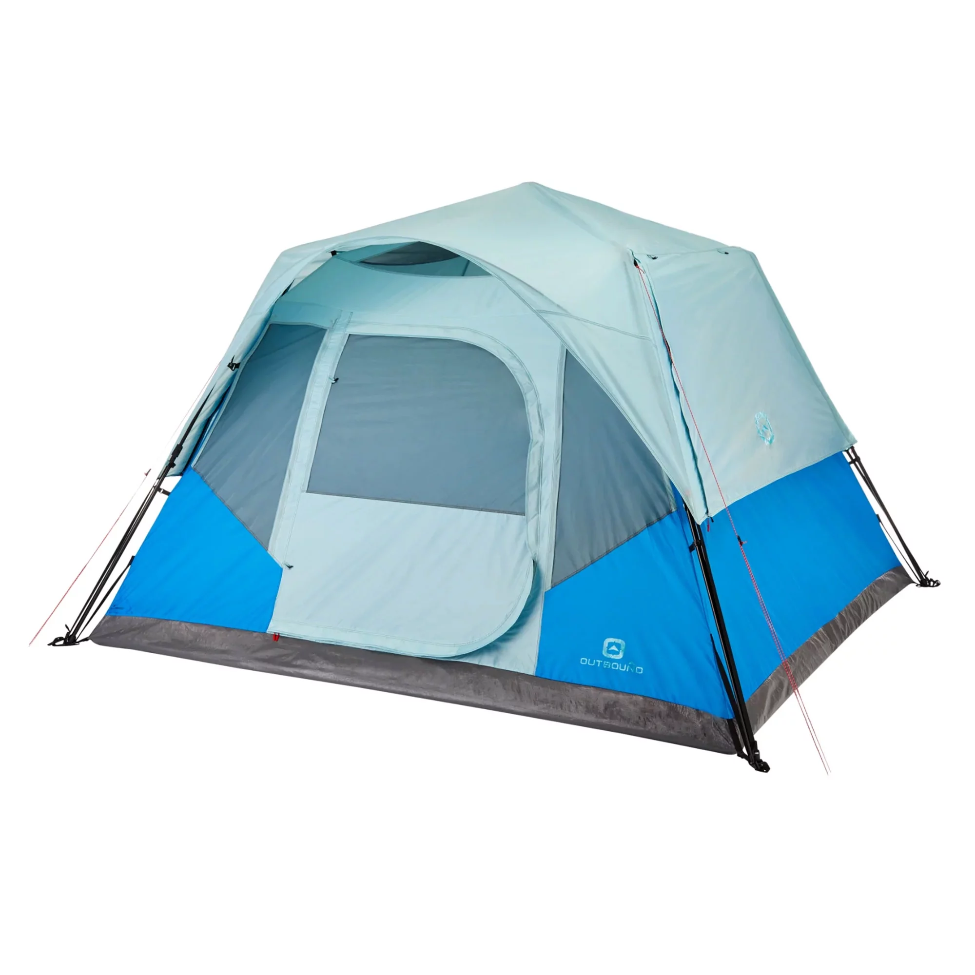Outbound QuickCamp 6 Person Cabin Tent with Rainfly and Carry Bag, Blue - Womvr