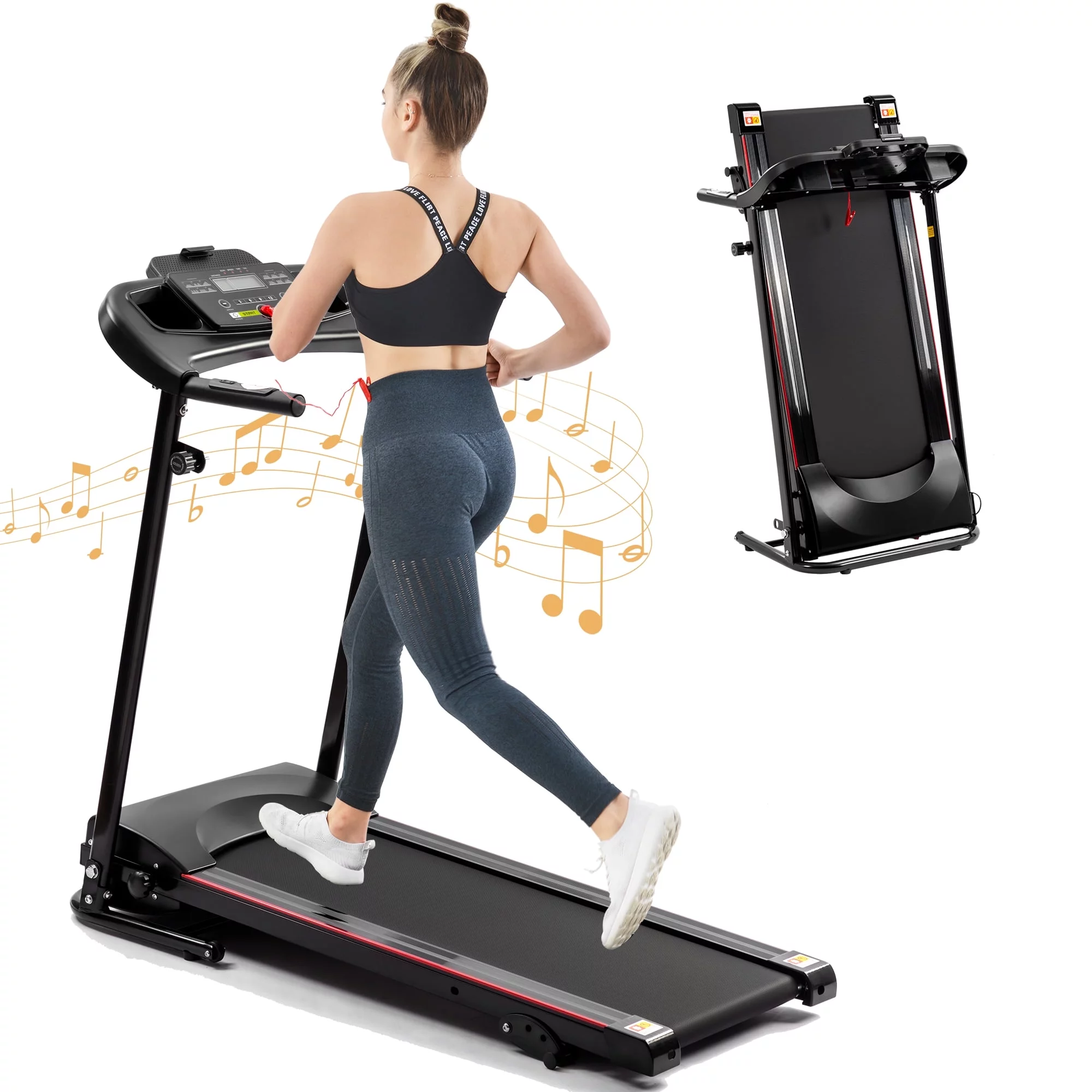 CIYOYO Folding Treadmill for Home, 2.5HP Treadmills for Office with Bluetooth Music, 240 lbs Max Weight - Womvr