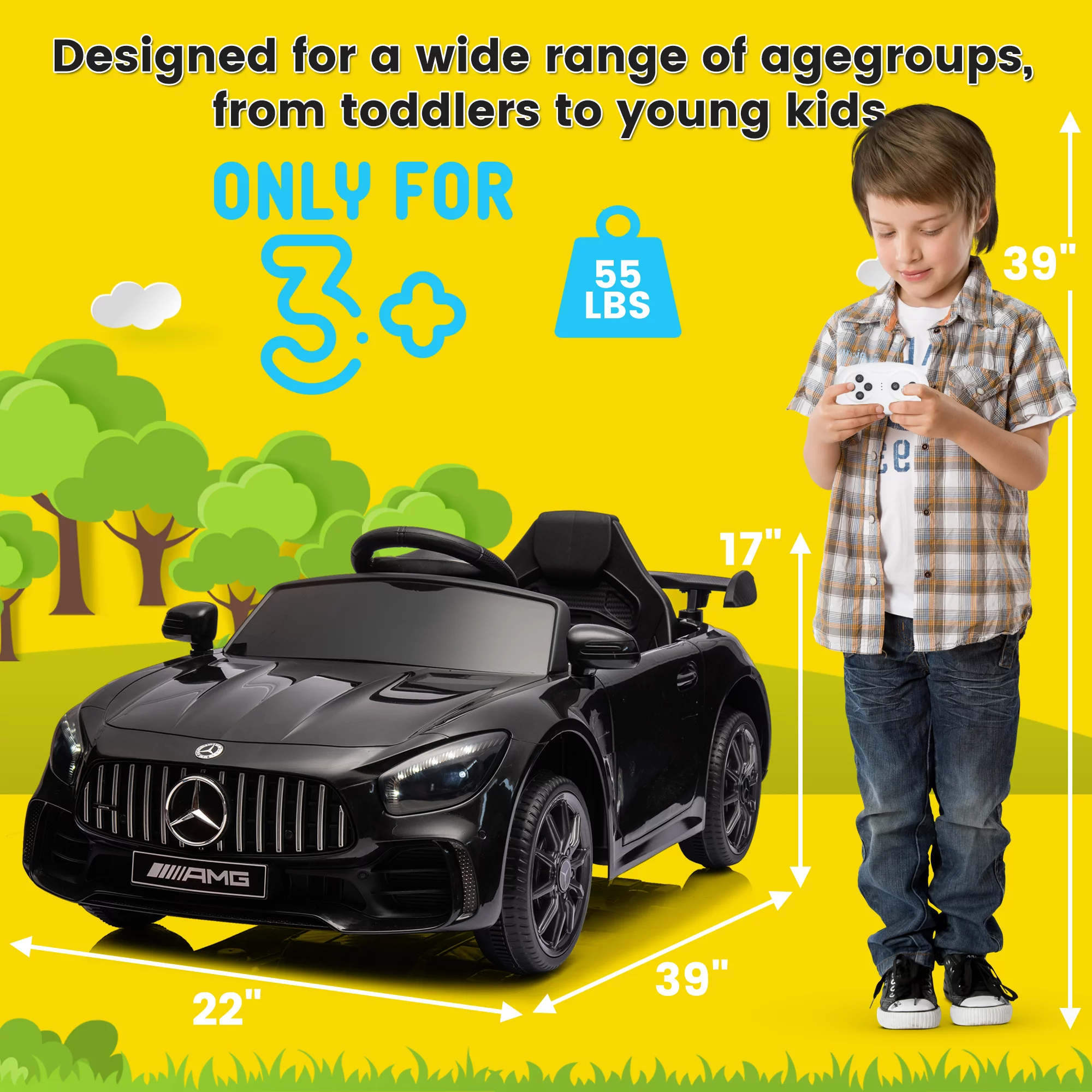 Seizeen 12V Kids Ride On Cars Battery Powered, Lamborghini Ride on Toy w/ Remote Control, 3 Speeds, Music Player, Ride On Cars for Kids As Best Gift for Girls Boys, Pink - Womvr