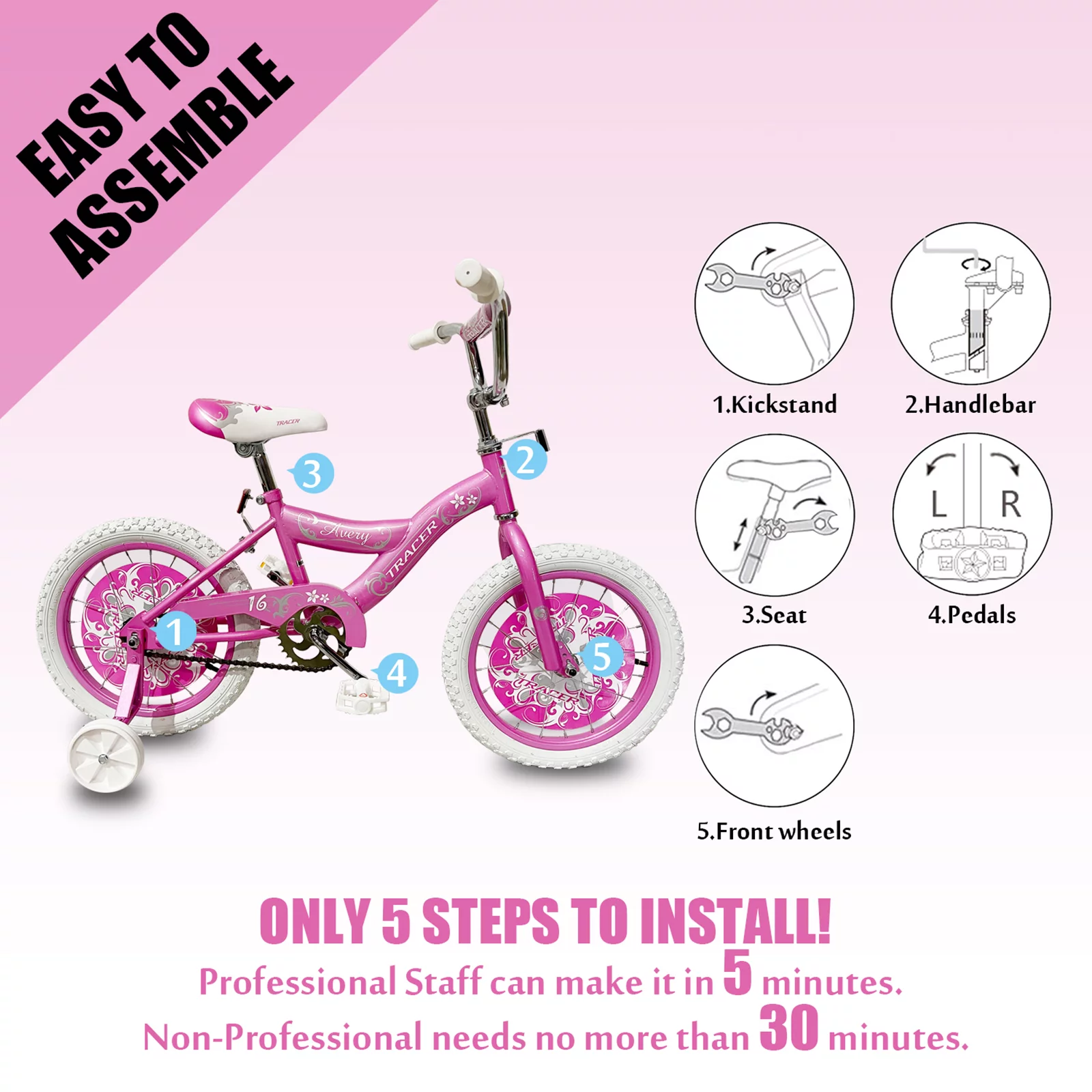 TRACER Daisy BMX 20 Inch Kids Bike, Boy and Girls Age 5 to 9, Purple - Womvr