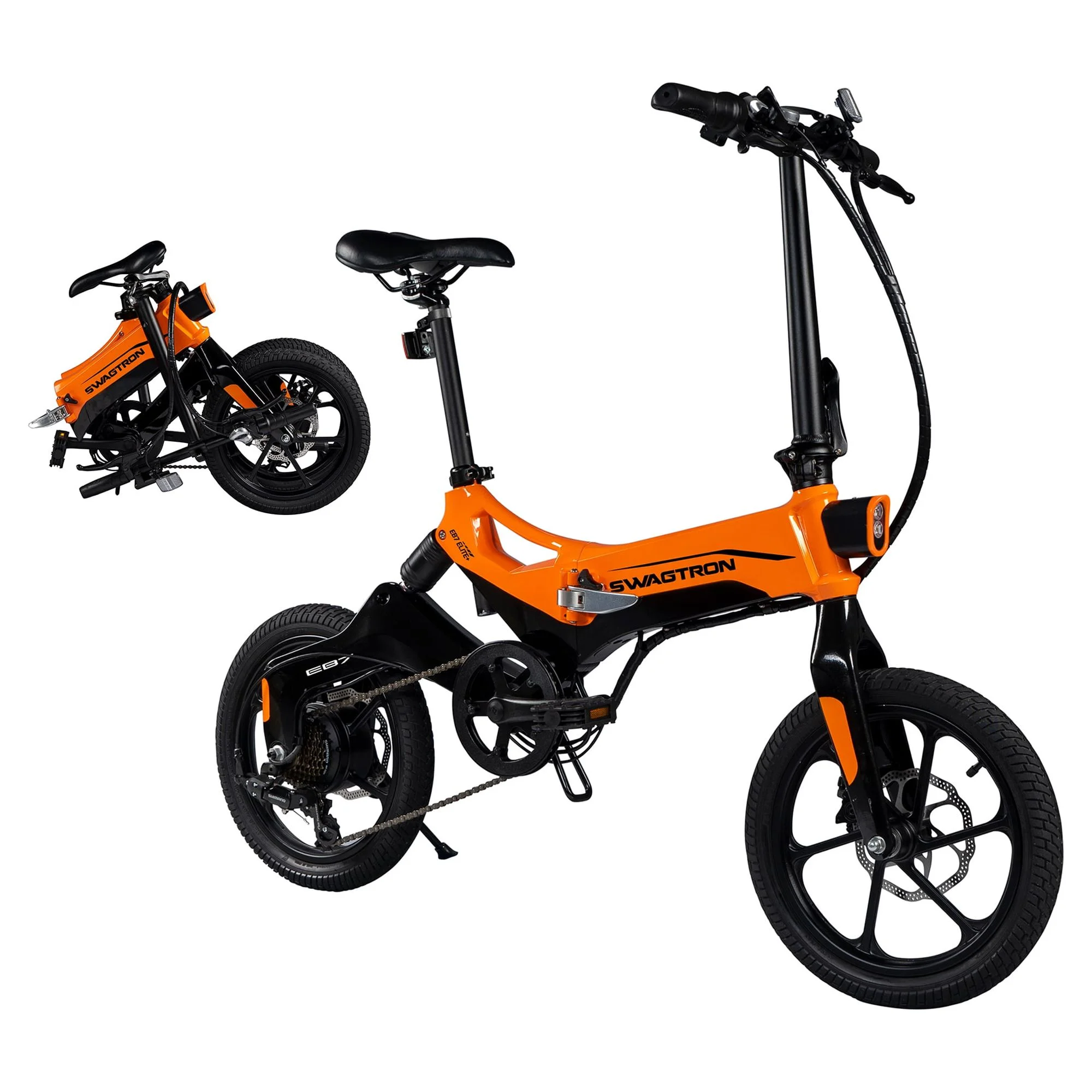 Swagtron EB7 Plus Folding Electric Bike Removable Battery Adult Ebike Pedal-Assist - Womvr