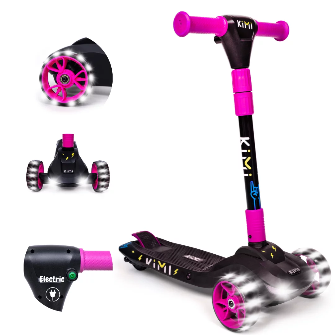 Kimi Kids 3-Wheel Electric Scooter, Ages 2-9, 5Mph, Lights, 10 Miles Range - Womvr