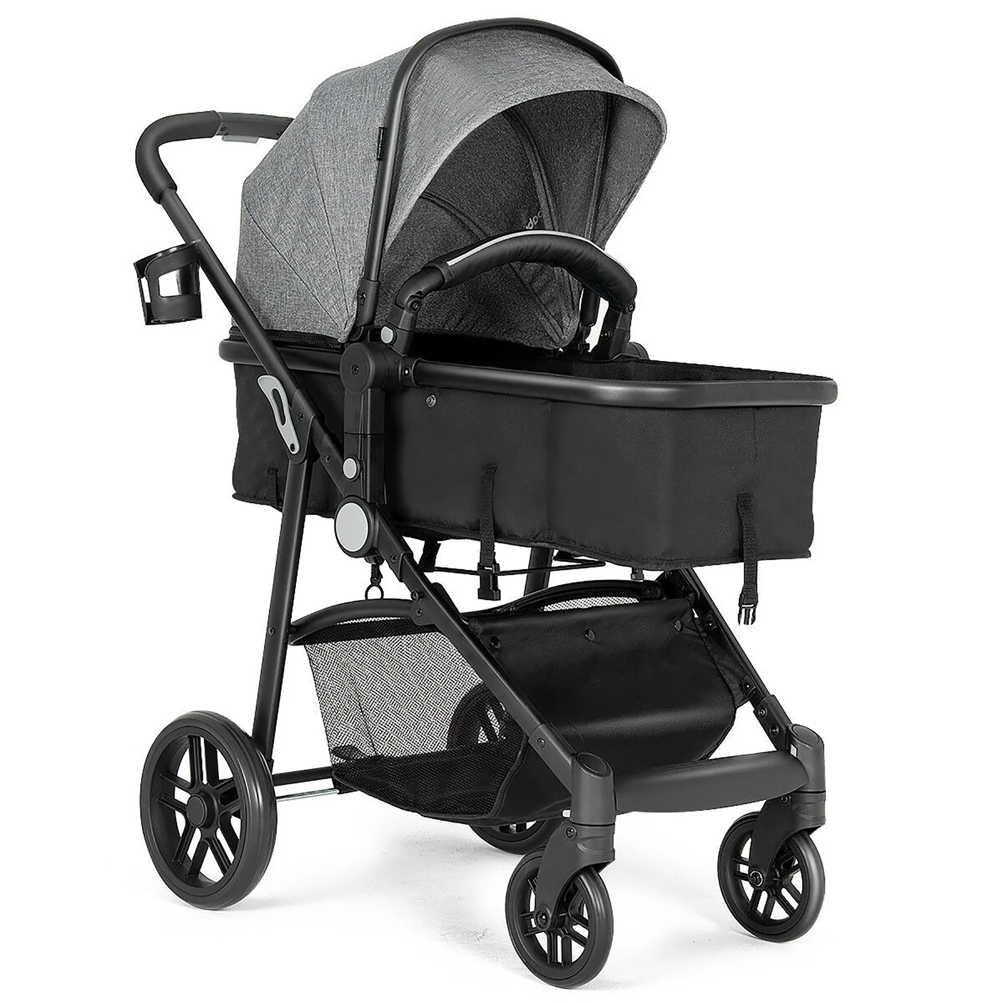 Costway Foldable Baby Stroller 2 in1 Newborn Infant Travel Buggy Pushchair Black - Womvr