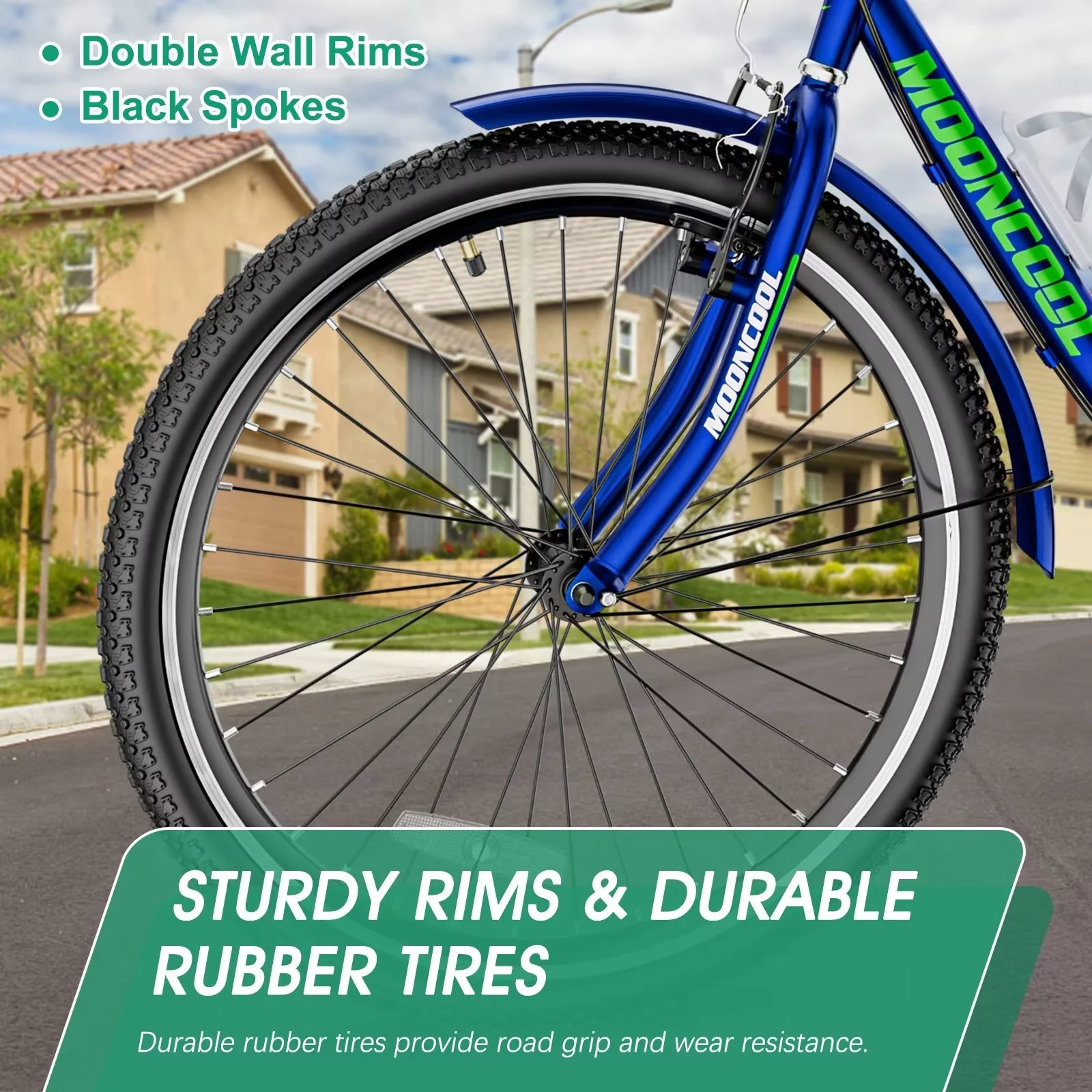 MOPHOTO Adult Tricycle for Seniors (Cyan, 26inch /7-Speed), Low Frame Three Wheel Bikes with Large Basket & Bell, 3 Wheel Cargo Bicycle, Safe and Durable Trike - Womvr