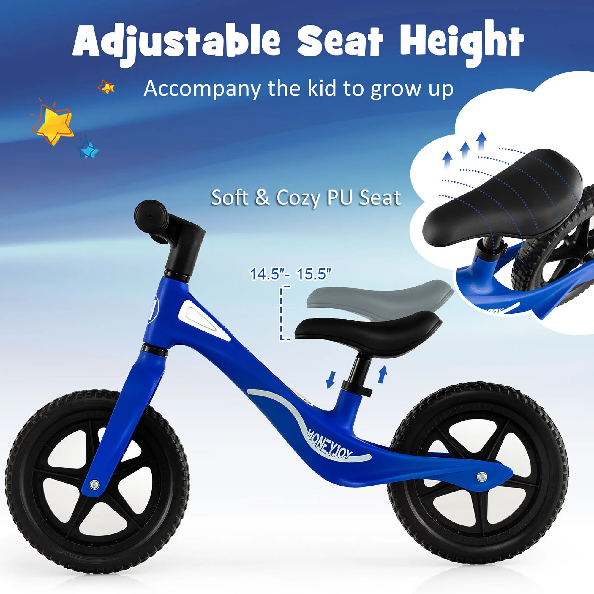 Gymax Kids Balance Bike Lightweight Toddler Bicycle with Rotatable Handlebar Red - Womvr