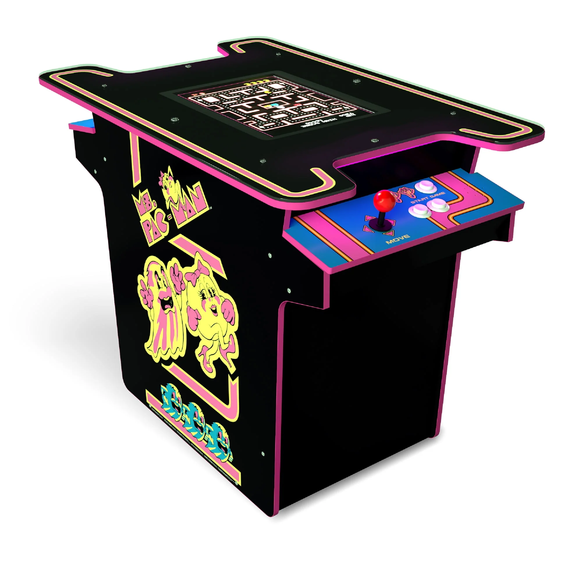 Arcade1UP Ms. PAC-MAN Head-to-Head Arcade Table with 12 Games in 1, Black - Womvr
