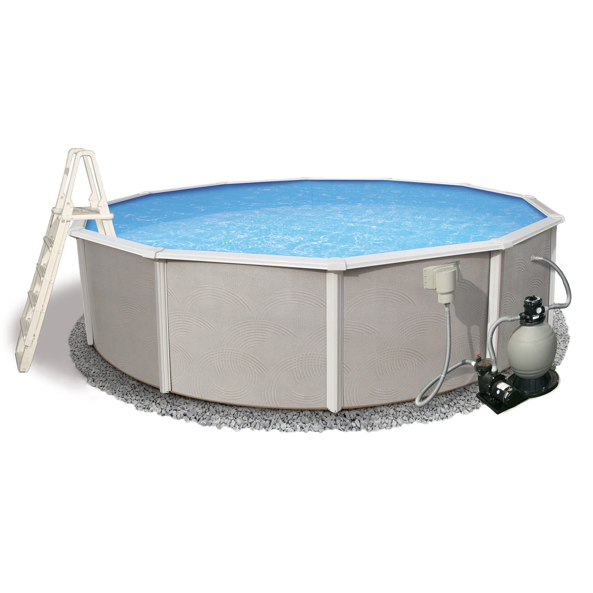 Blue Wave Belize 24-ft Round 52-in Deep 6-in Top Rail Metal Wall Swimming Pool Package - Womvr
