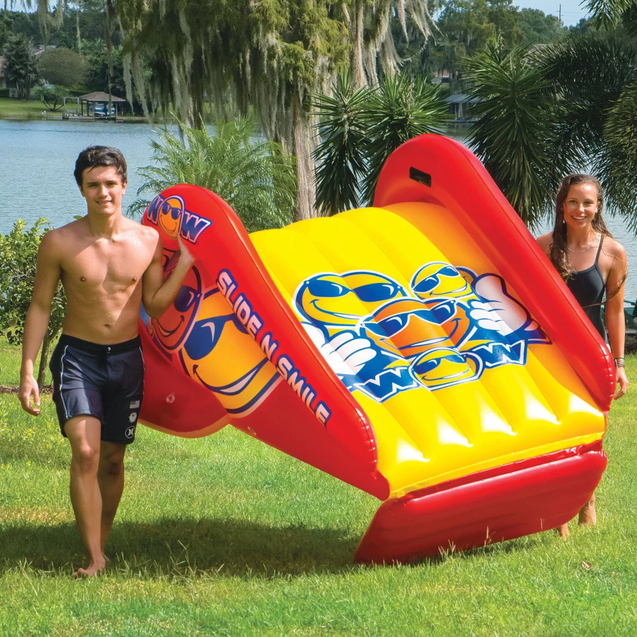 WOW Sports Slide N Smile Inflatable Pool Slide with Sprinklers for Kids and Adults - Womvr