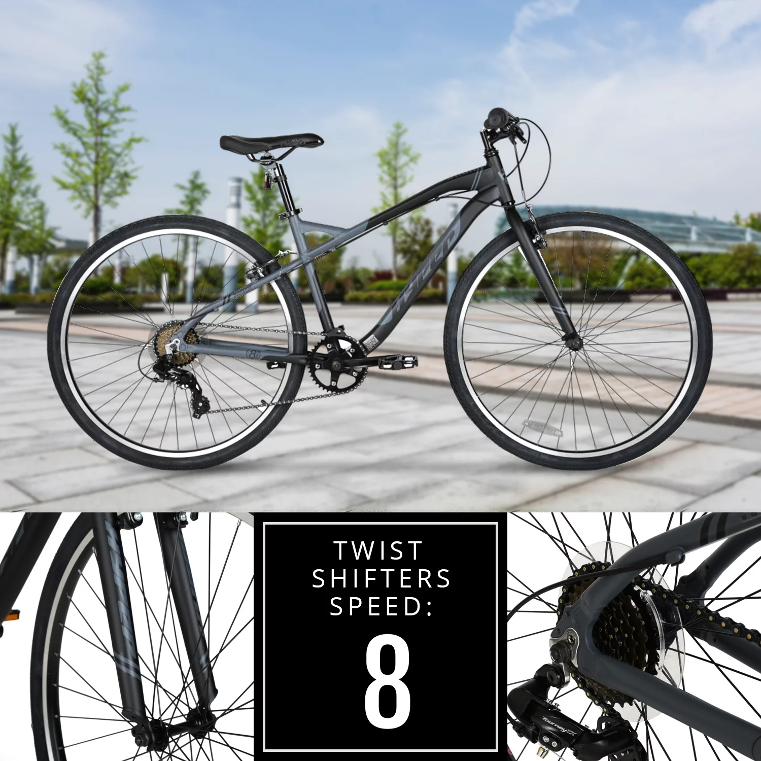 Hyper Bicycles 700c Urban Bike for Adults, Gray - Womvr