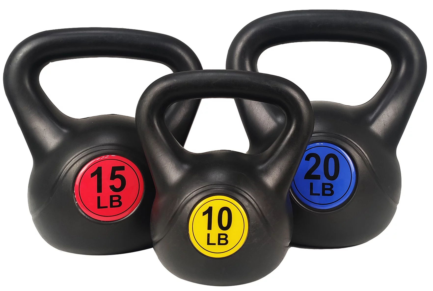 BalanceFrom Wide Grip Kettlebell Exercise Fitness Weight Set, 3-Pieces: 5lb, 10lb, and 15lb Kettlebells - Womvr