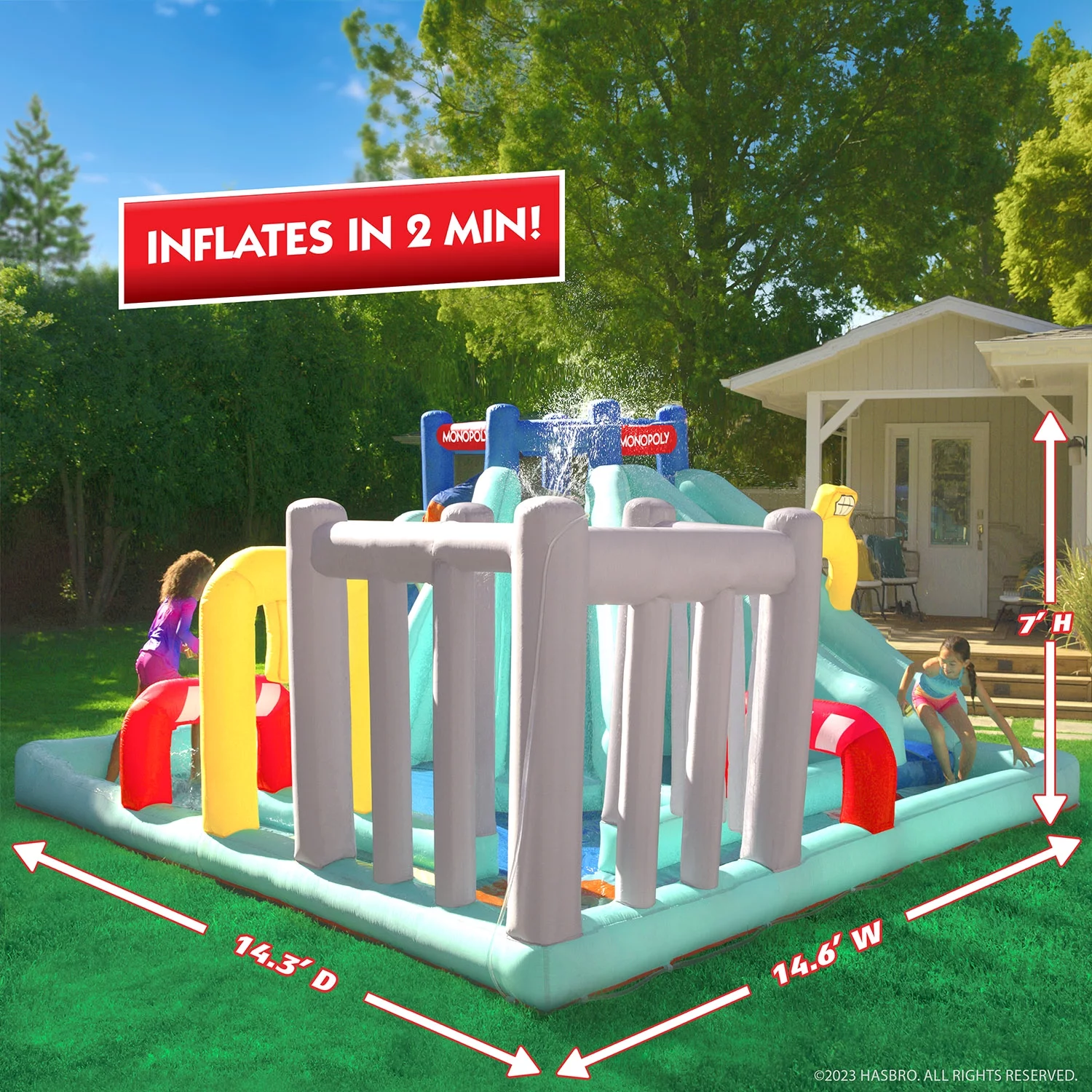 Hasbro Monopoly Splash Game by WowWee - Lawn Water Slide and Obstacle Course - Womvr