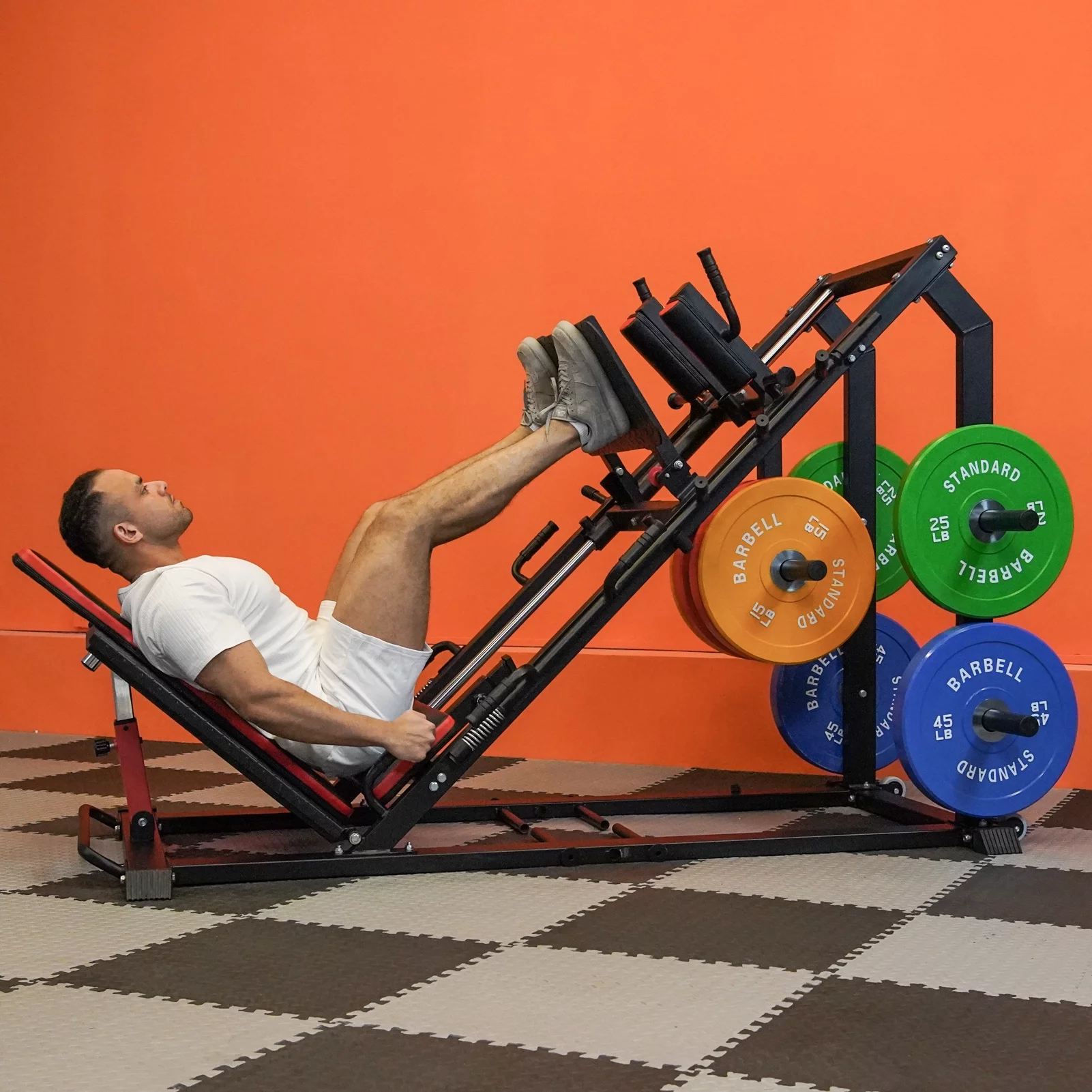 syedee Leg Press Hack Squat Machine, Leg Exercise Machine with Linear Bearing, Lower Body Special with Weight Storage for Quads, Hamstring, Glutes, Calves, Heavy Duty Home Gym Leg Day Equipment(Red) - Womvr